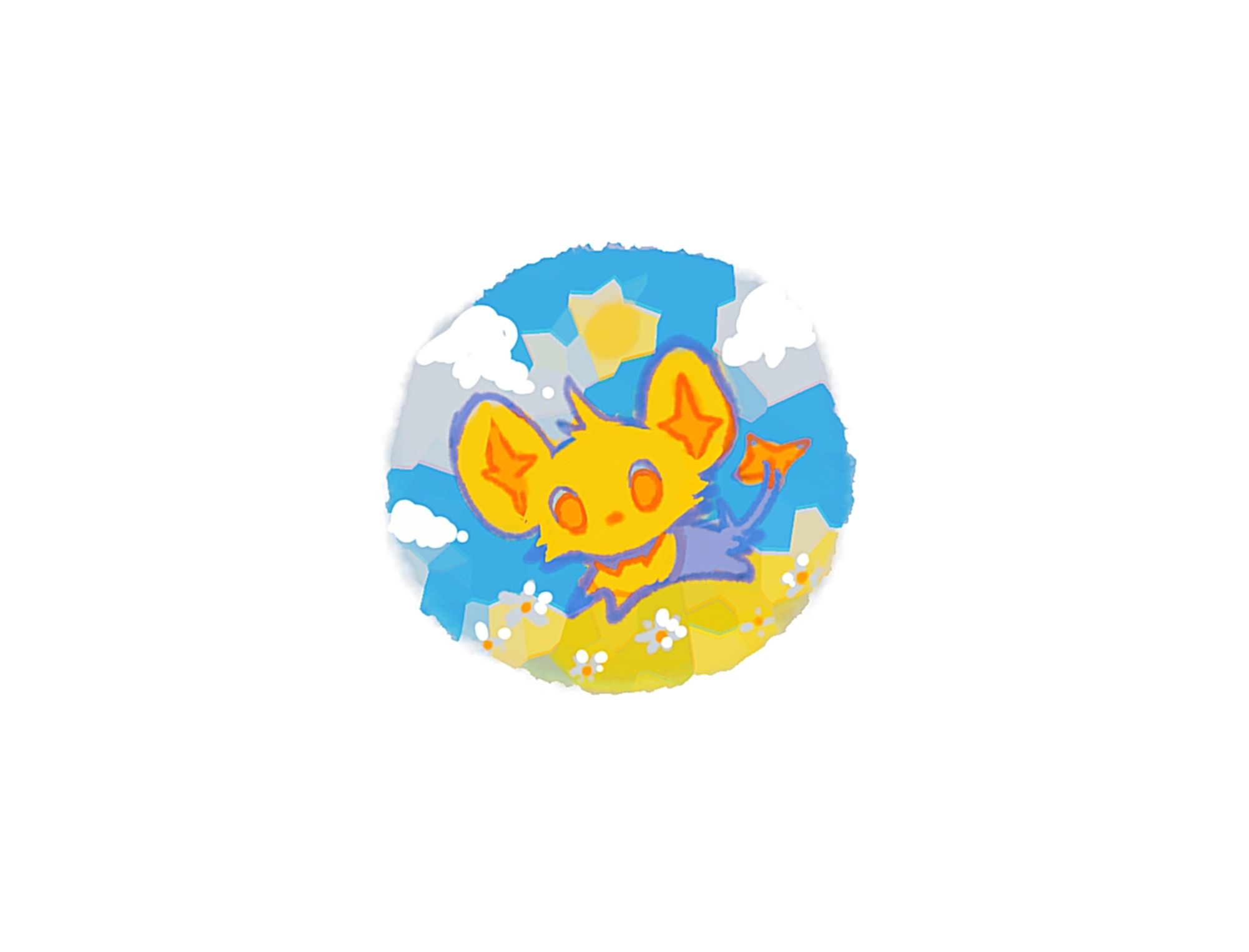 Pokemon doodle of a small shiny shinx running on grass.