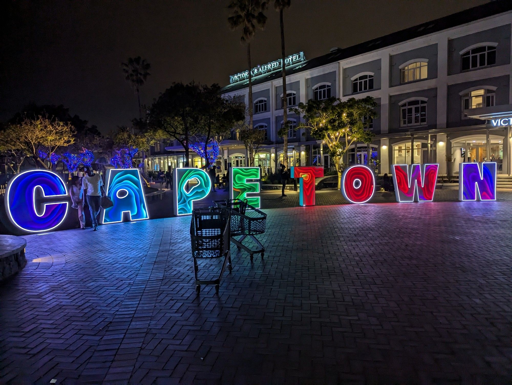 A picture of some glowing letters spelling 'Cape Town'