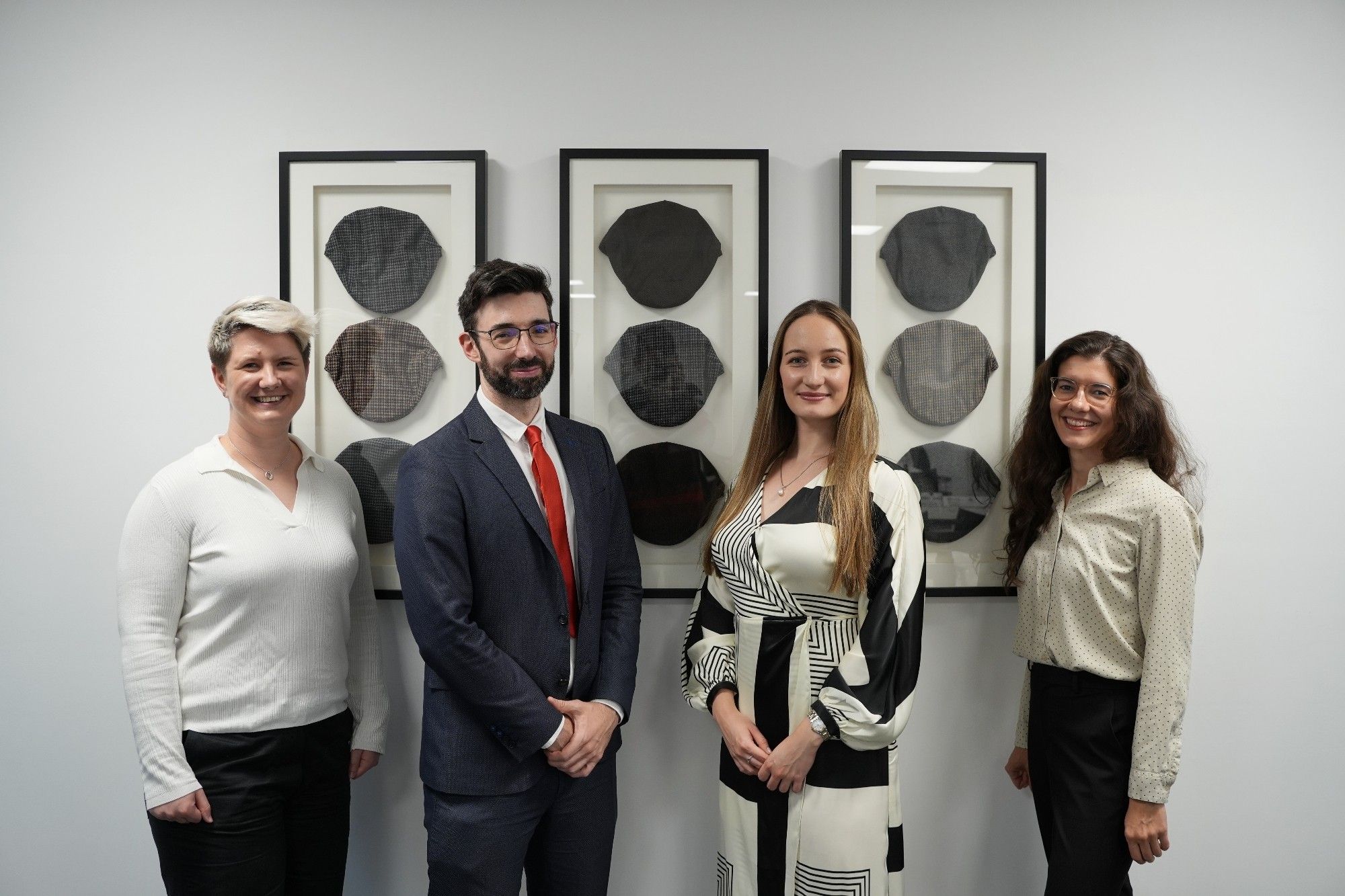 Photo of Laurie Berrie (far left), Peter Tennant (middle left), Georgia Tomova (middler right), Jess Rohmann (far right).