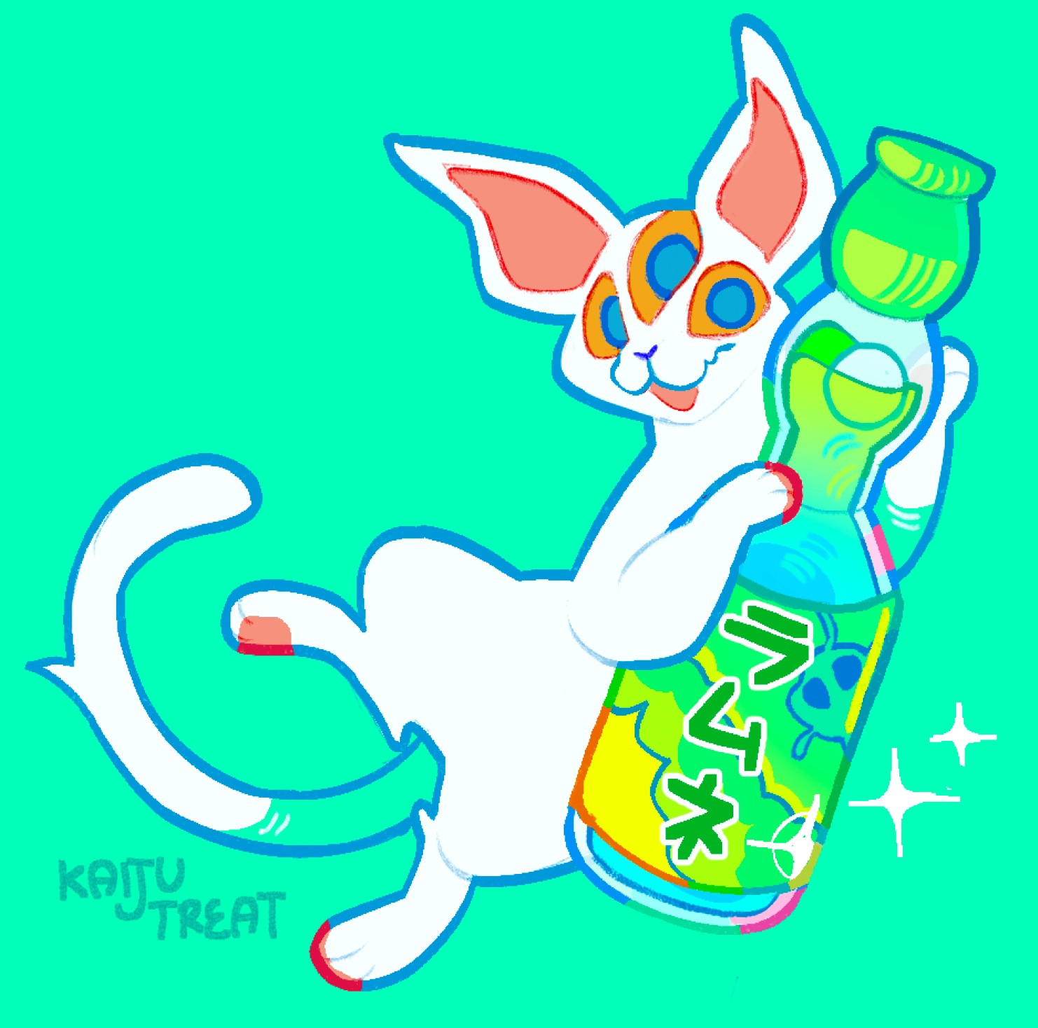 OC from FactoryBought holding an Alien-Themed Ramune bottle