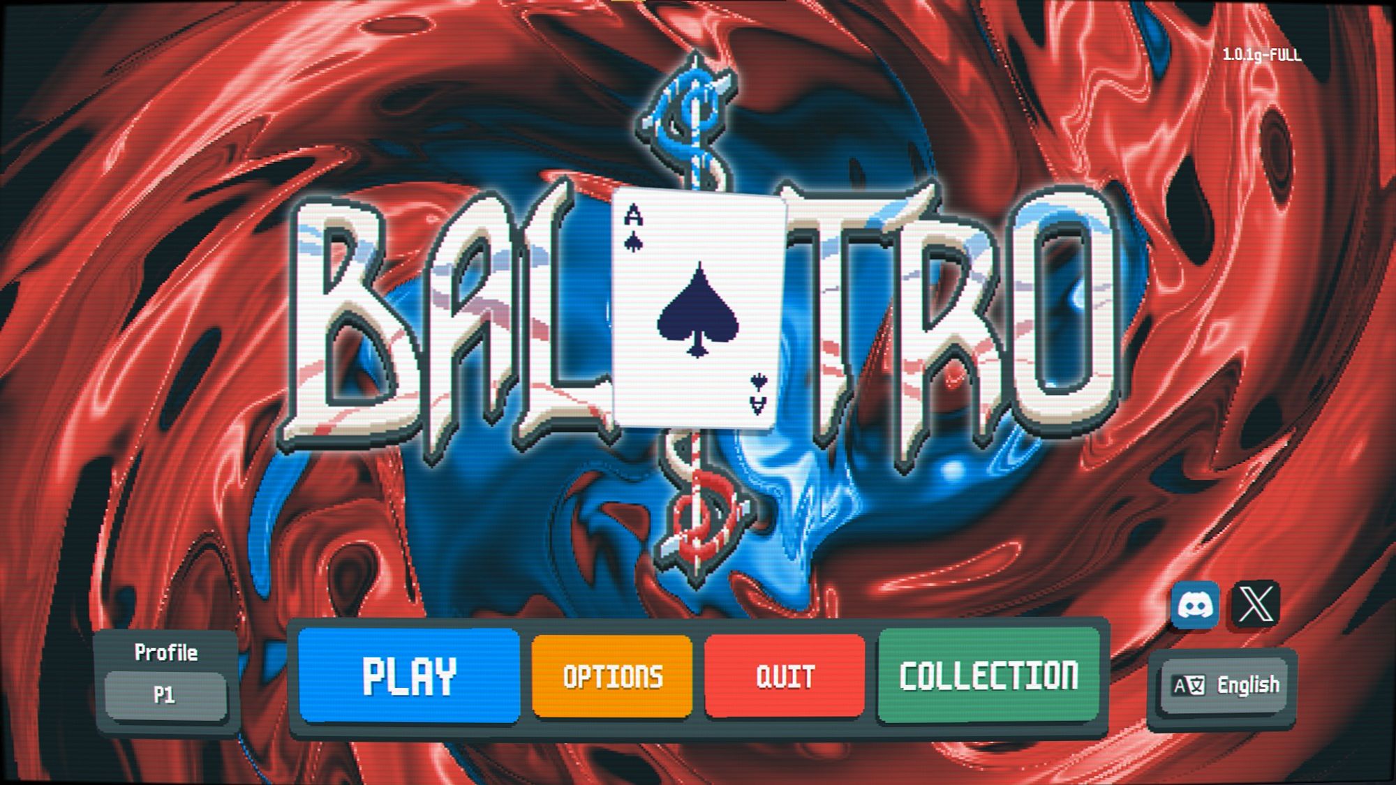 title screen of the game "Balatro"