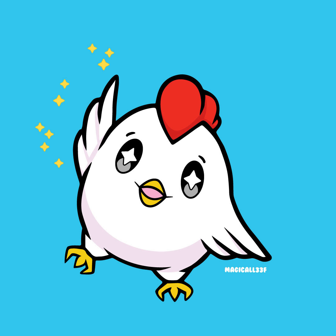 An illustration of a little egg-shaped chicken named Chegg.