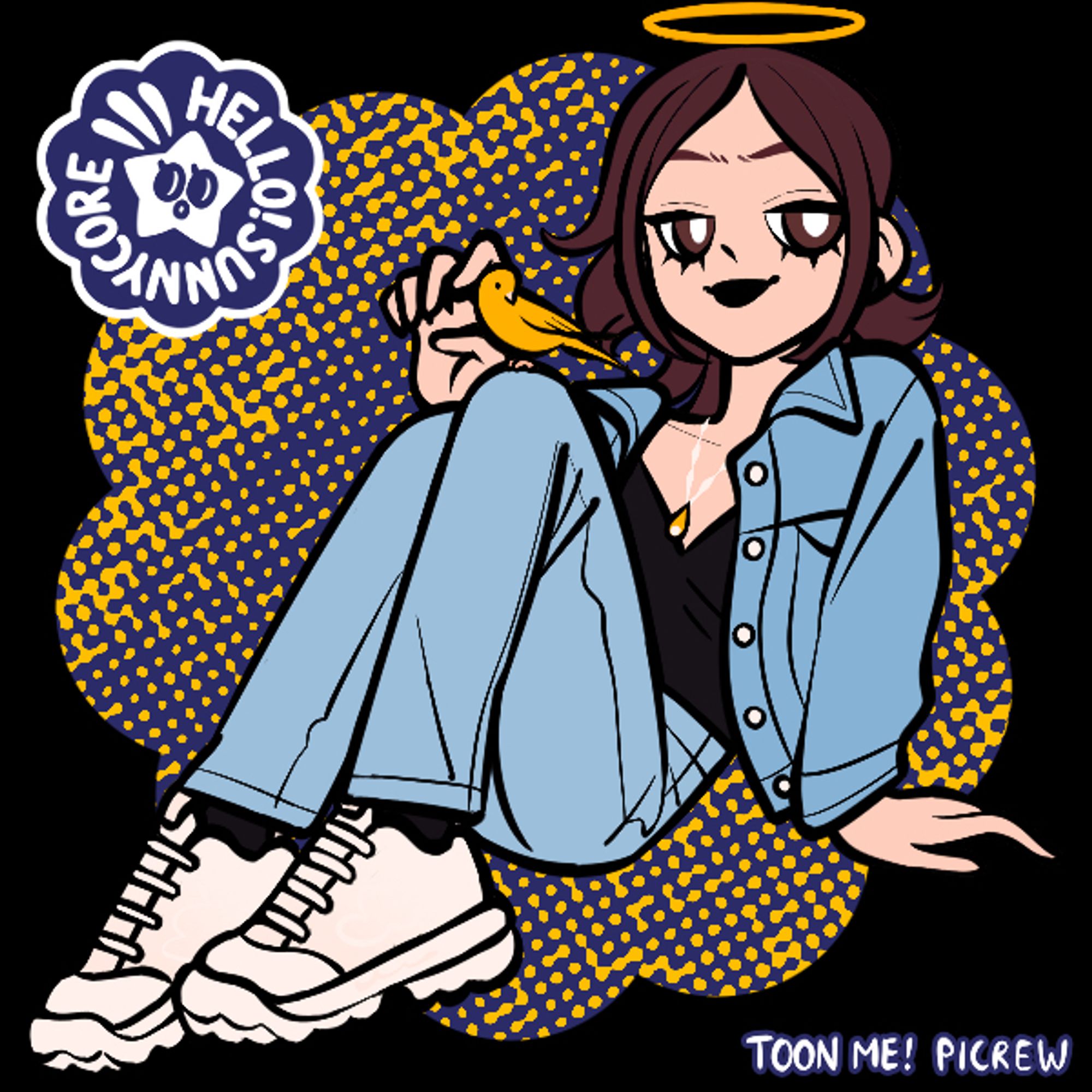 picrew of femme with halo and jean jacket