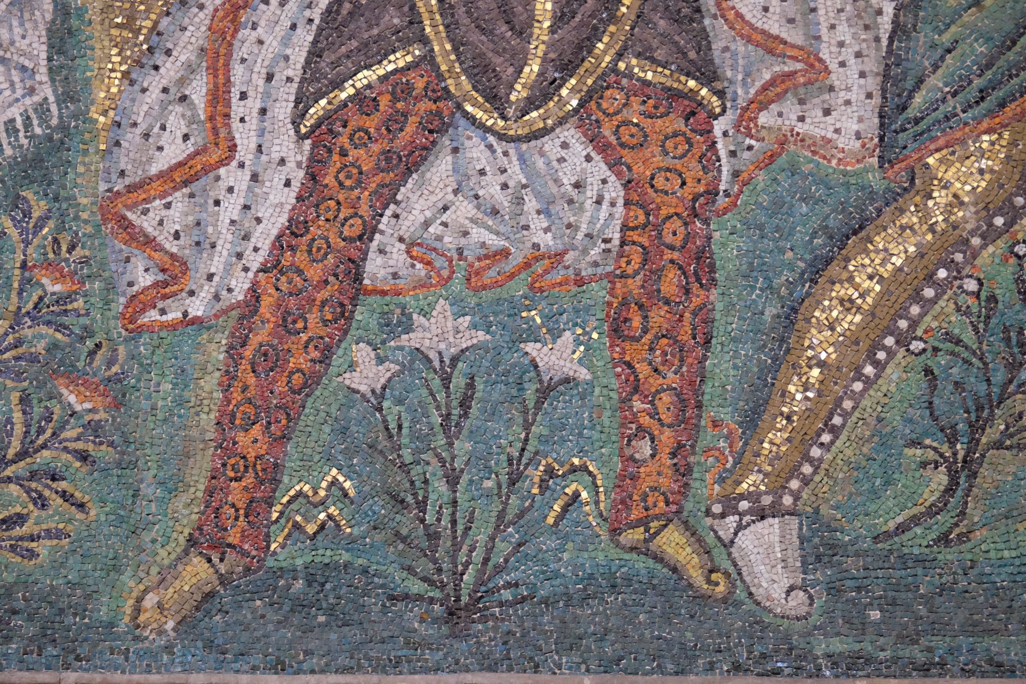 Detail of one of the Magi's trousers in Sant'Apollinare Nuovo.