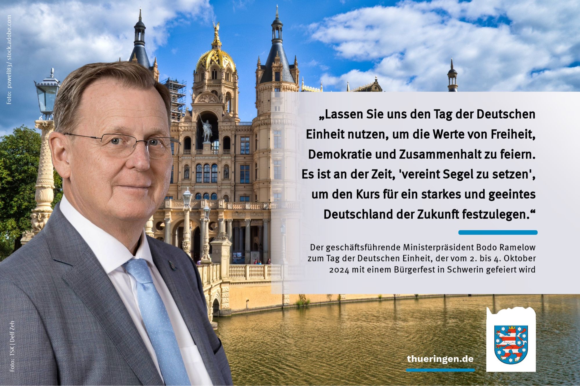 Der geschäftsführende Ministerpräsident, Bodo Ramelow, und der Text des Share Pics