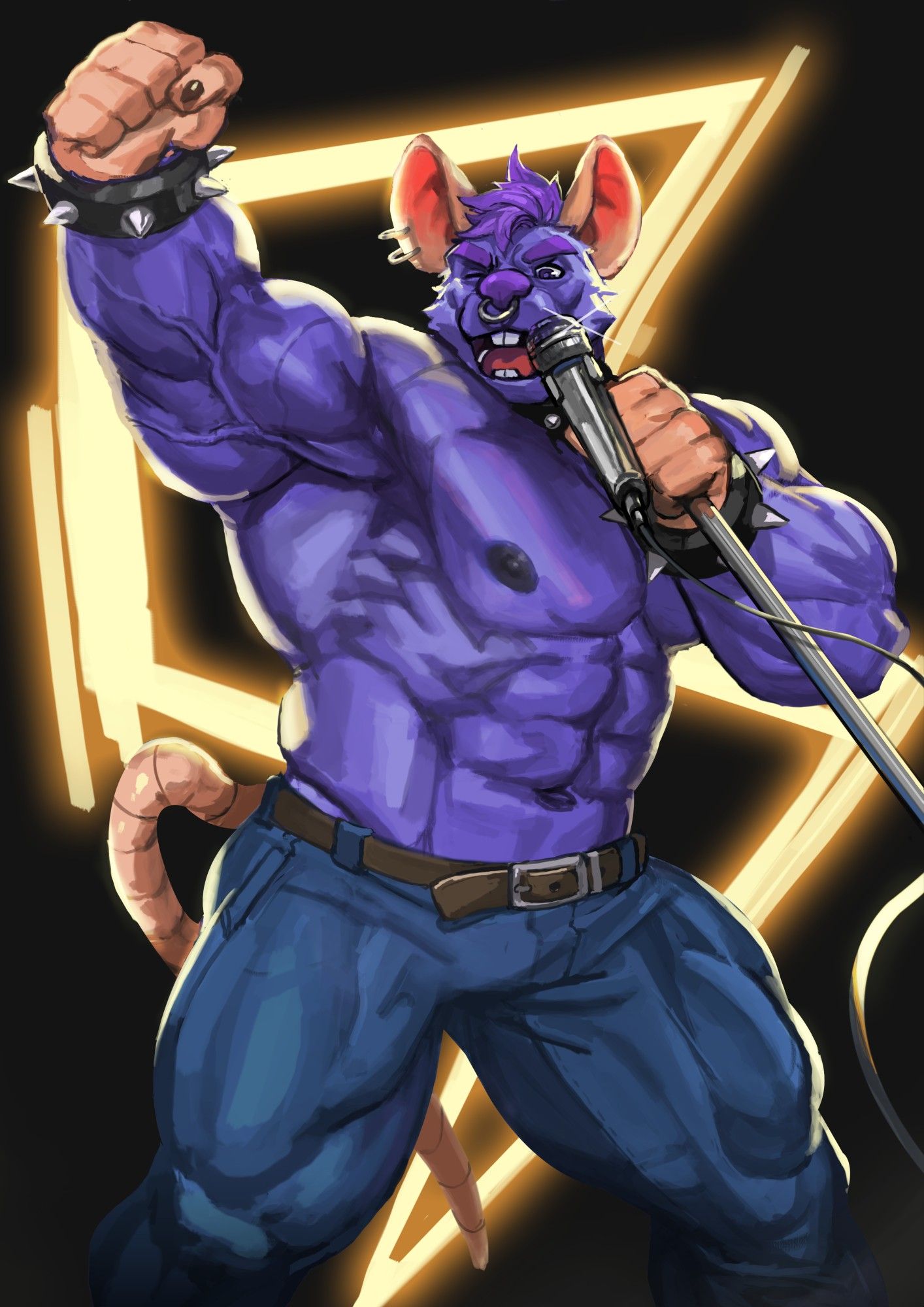 Shirtless Waff singing!