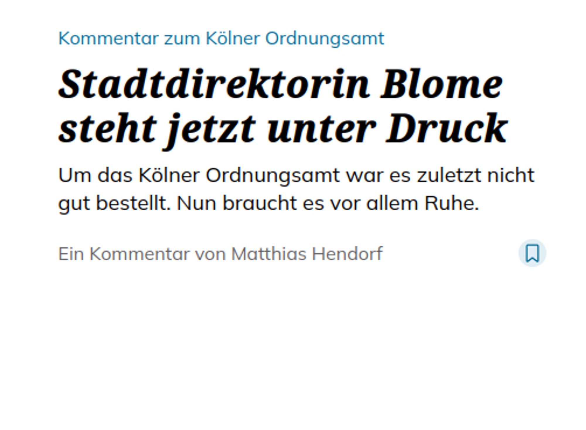 Ksta Artikel: "Stadtdirektorin Blome steht jetzt unter Druck"