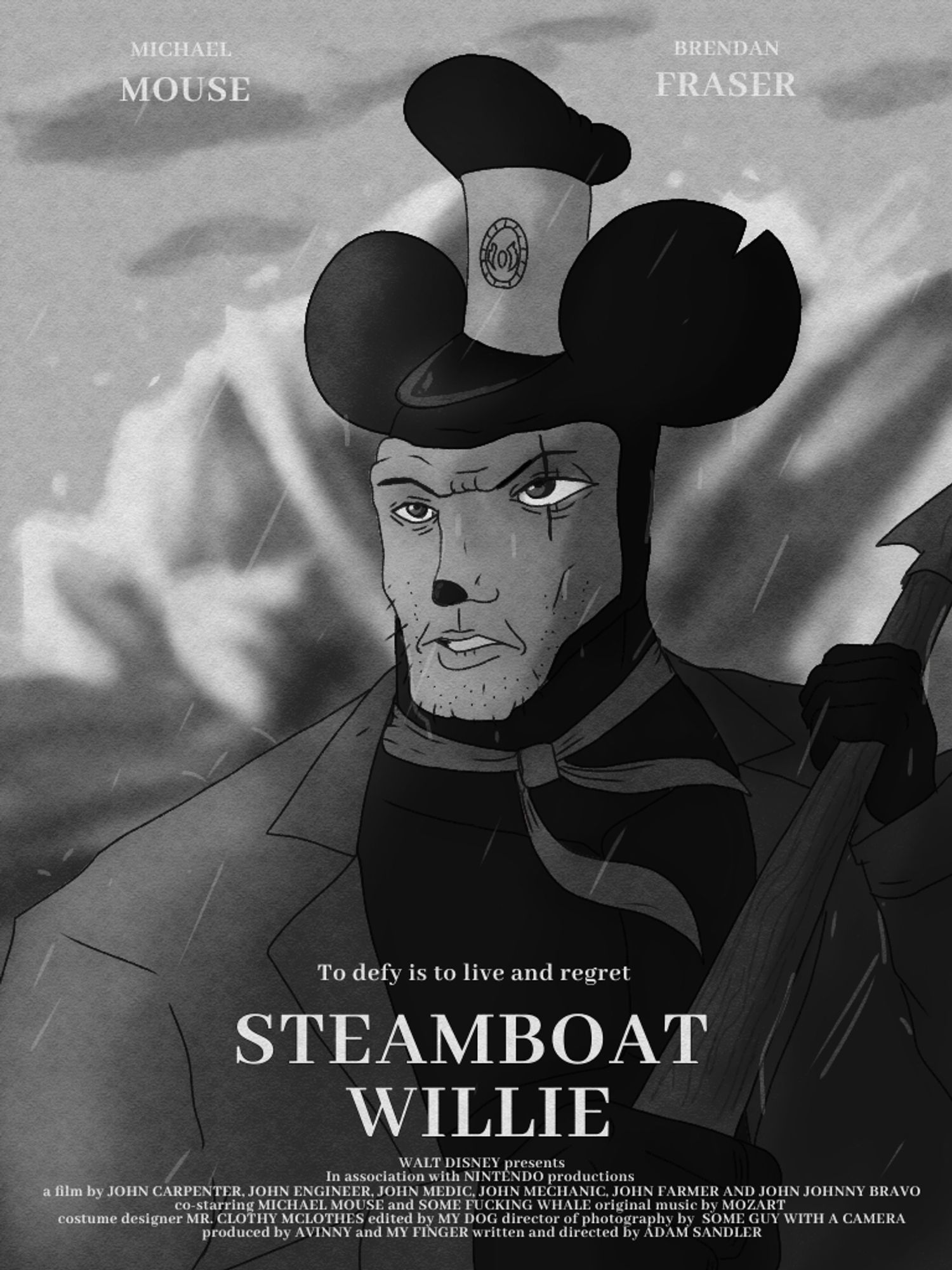 Parody movie poster of Steamboat Willie