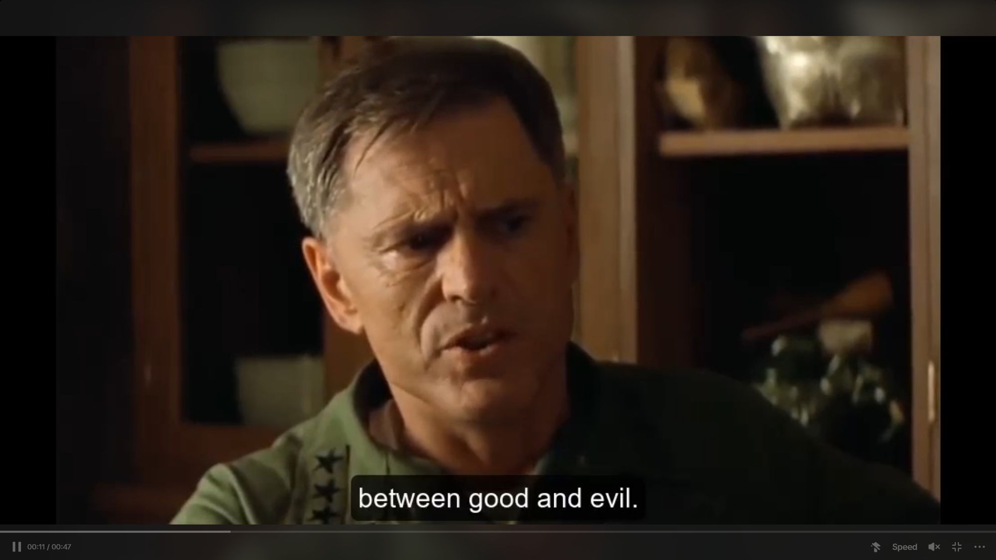 General Corman in "Apocalypse Now" (1979), telling the protagonist (pt 3): "... between good and evil."