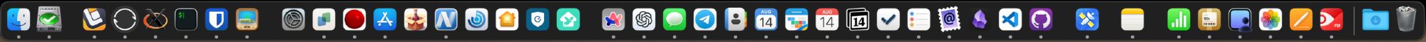 a screenshot of a macOS dock with a gazillion apps open at once