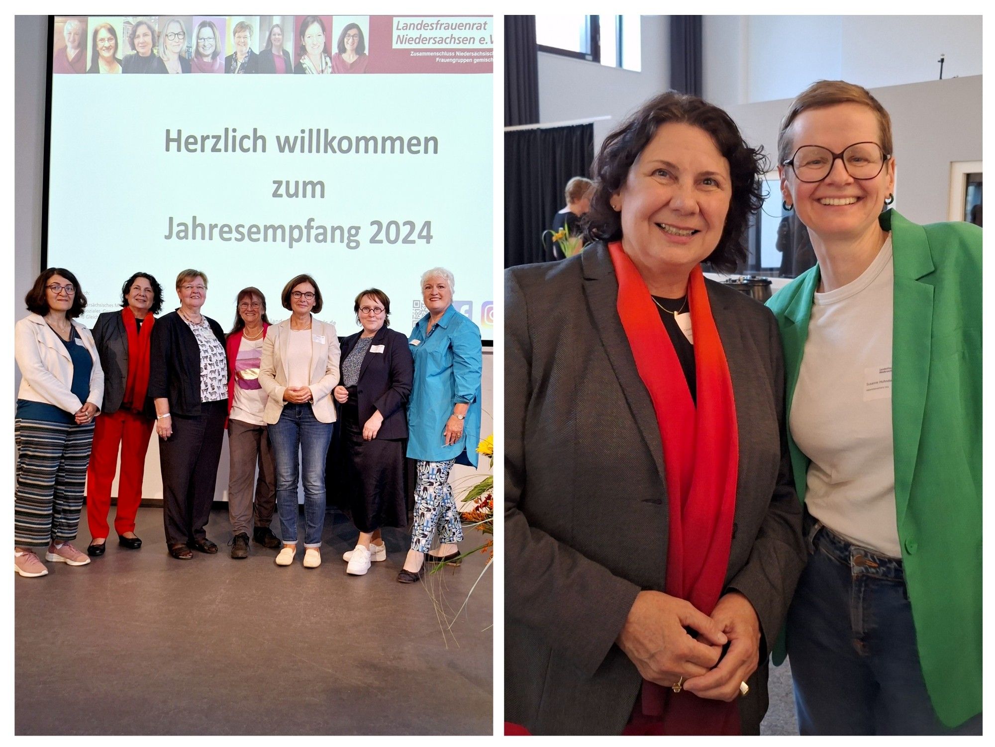 Links Foto der Mitglieder des Landesfrauenrates Niedersachsen, rechts ein Foto von mir mit Susanne Huhndorf.