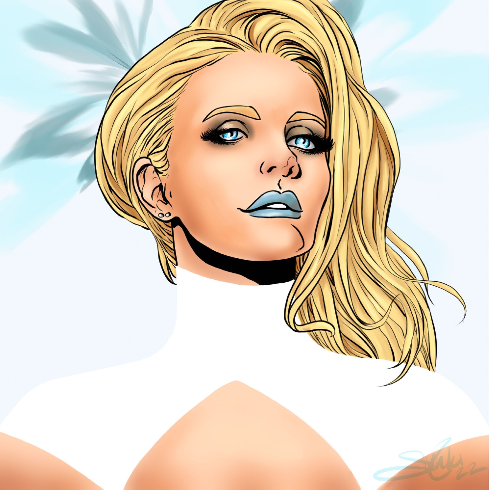 Digital drawing of Emma Frost/The White Queen from Marvel Comics done in CSP.