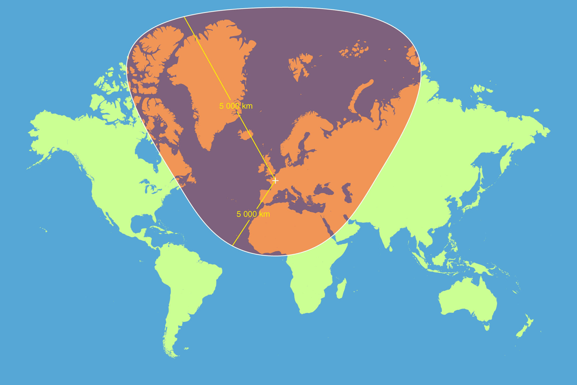 A circle placed on a world map using the Mercator projection shows how distorting this way of depicting the world has become. The circle is highly distended forming a large tear-shaped with undue size and prominence given to the northern portion.