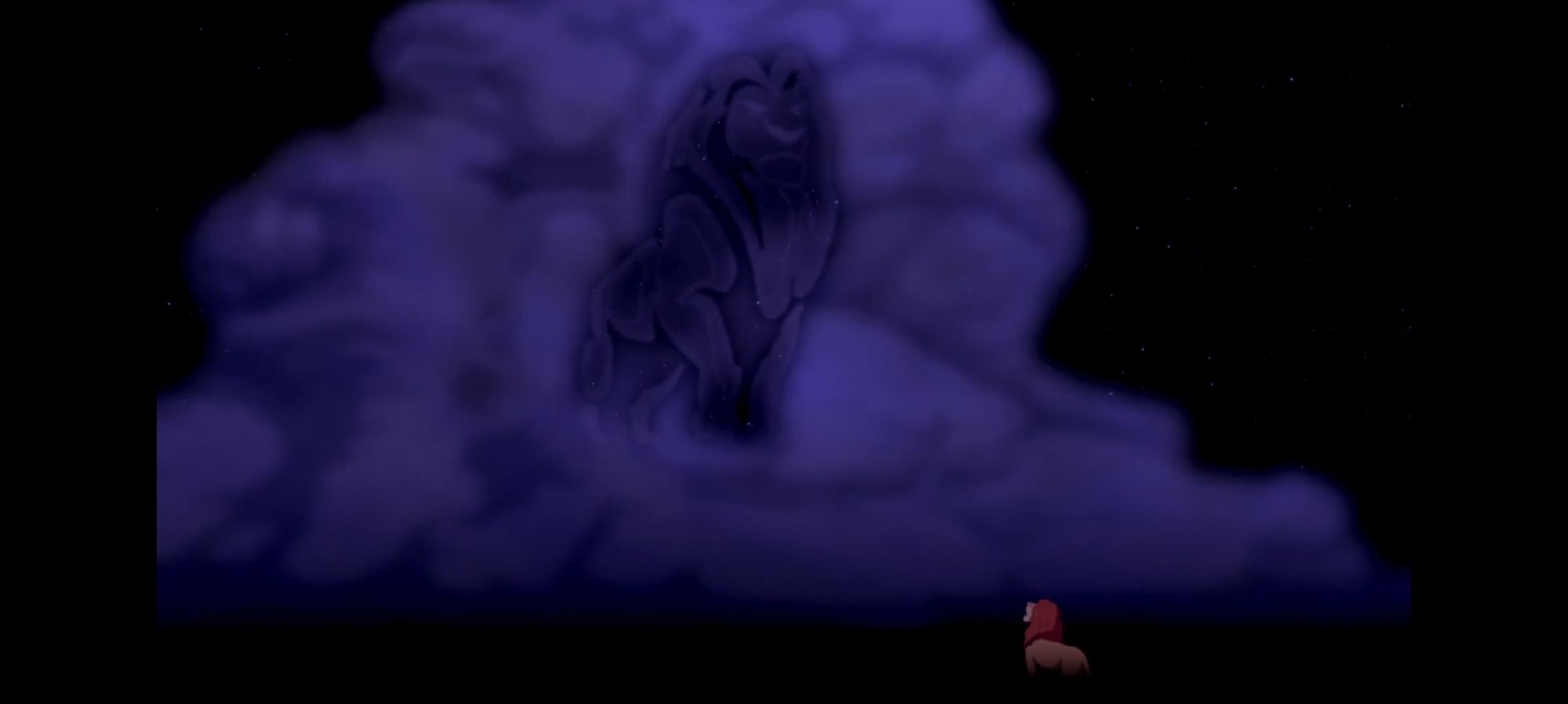 Mufasa's ghost in the clouds from the Lion King, voiced by James Earl Jones