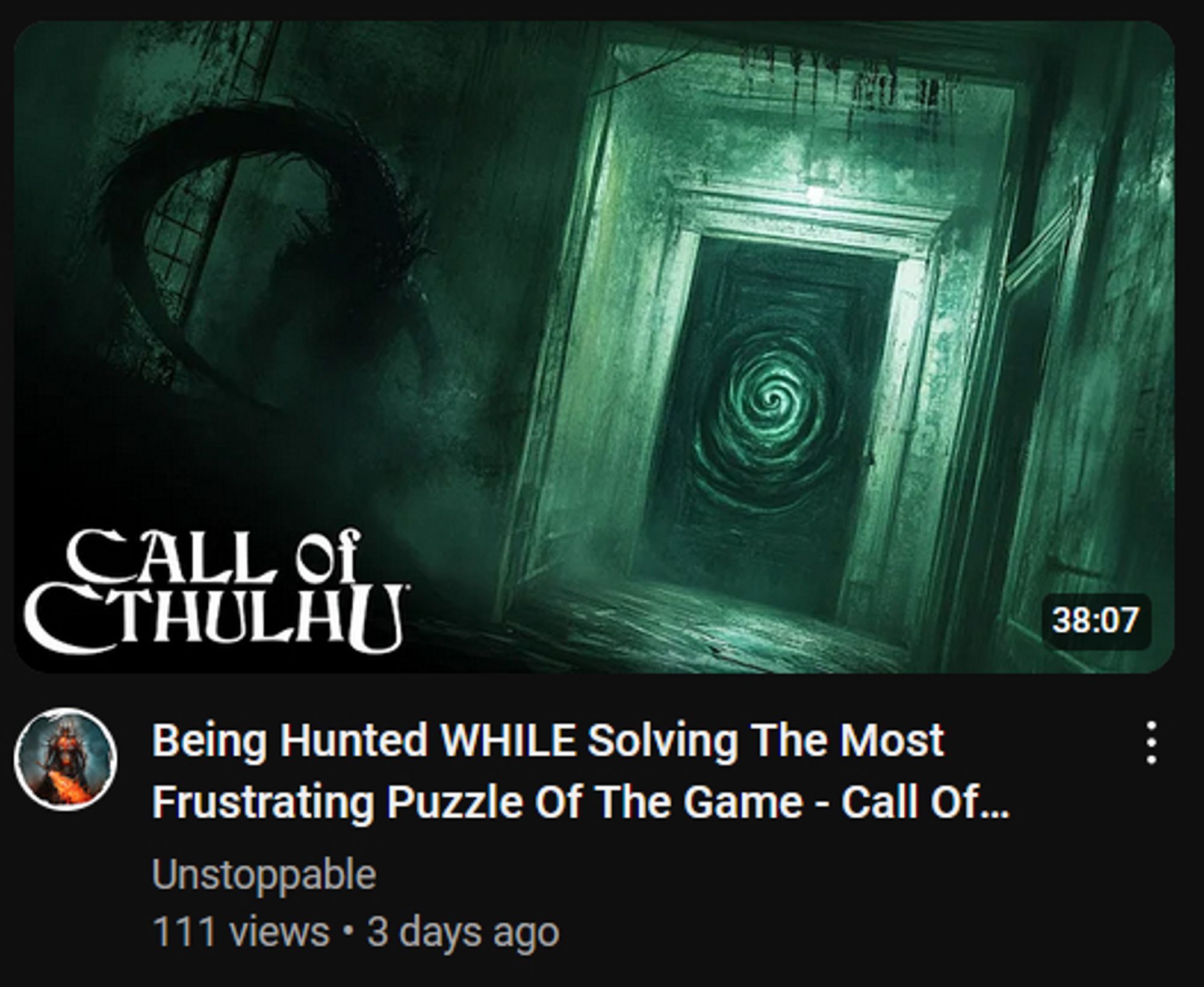 screenshot of a youtube video titled "Being Hunted WHILE Solving The Most Frustrating Puzzle Of The Game - Call Of Cthulhu.VIII"