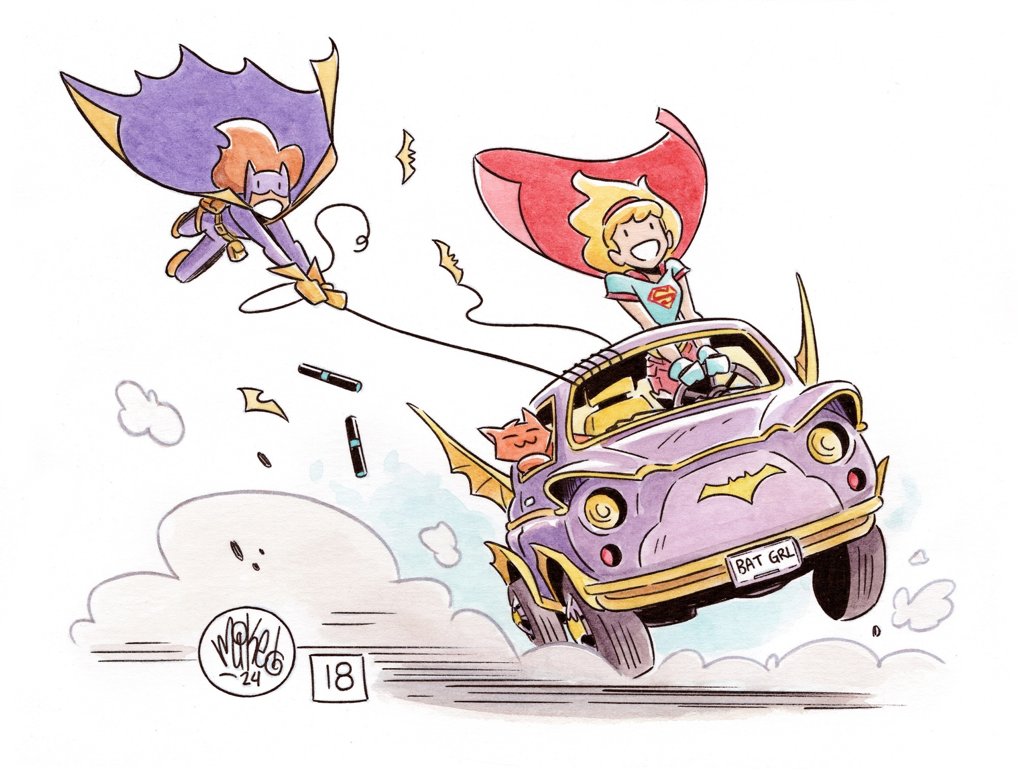 Babs just got her first little Batmobile! Kara is taking it for its first little joyride.