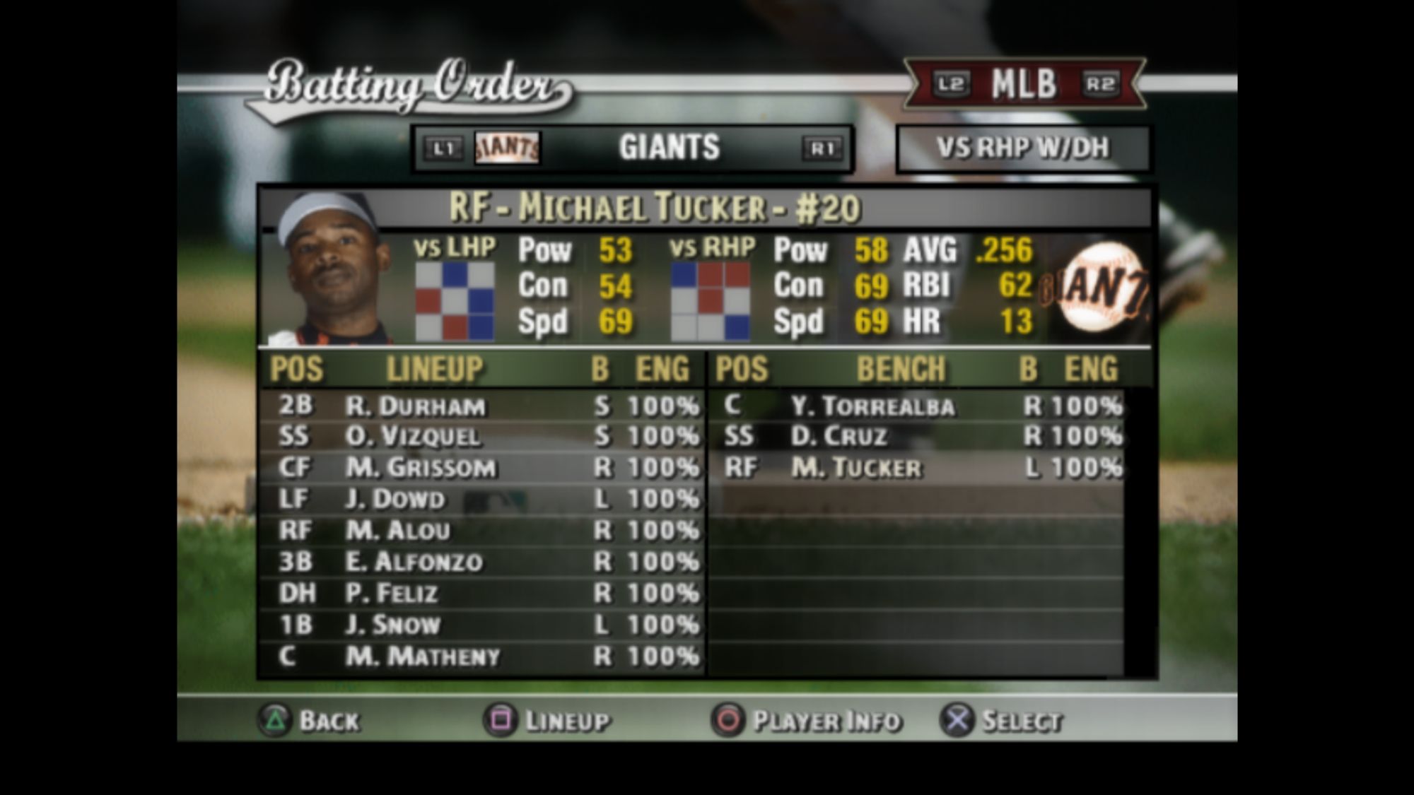 A screenshot of a player from MVP Baseball 2005