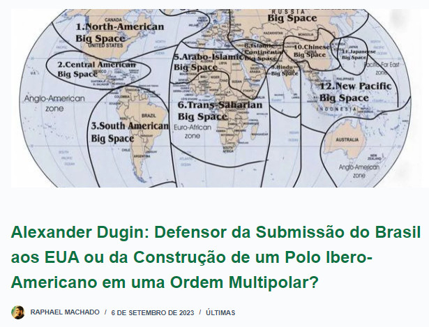 The world divided up into "big spaces" by Raphael Machado and the Nova Resistência