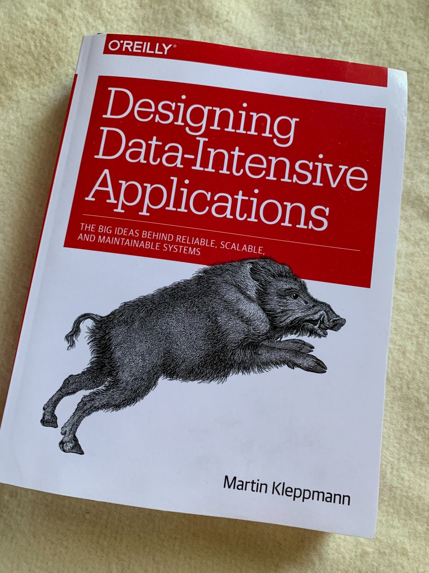 A photo of the book 'Designing Data-Intensive Applications' by Martin Kleppmann