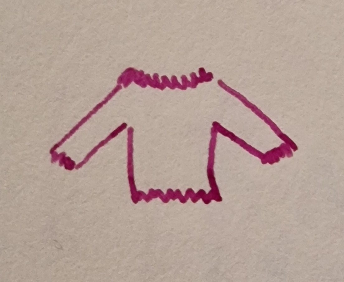 A badly drawn pullover in pink ink