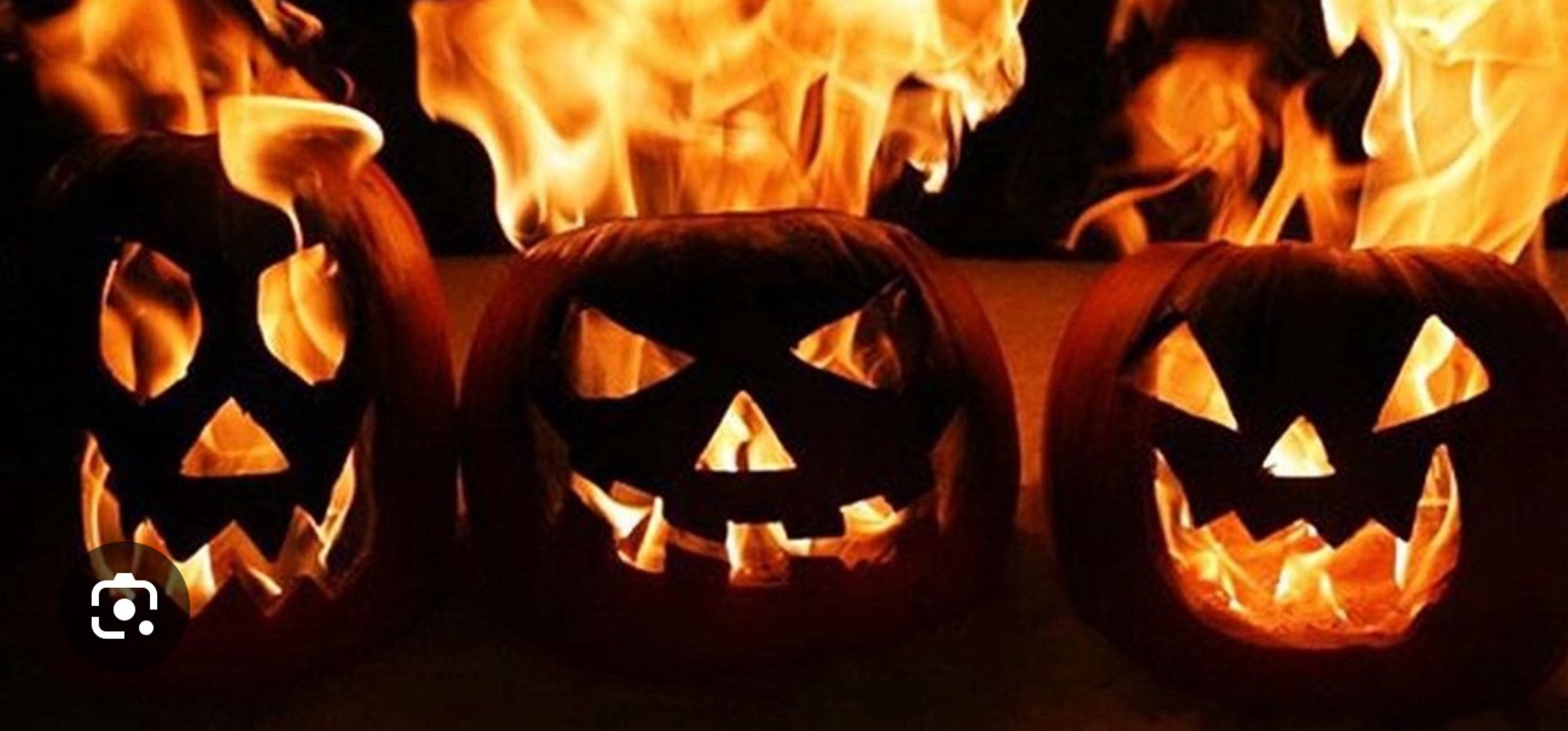 Jack o lanterns on fire