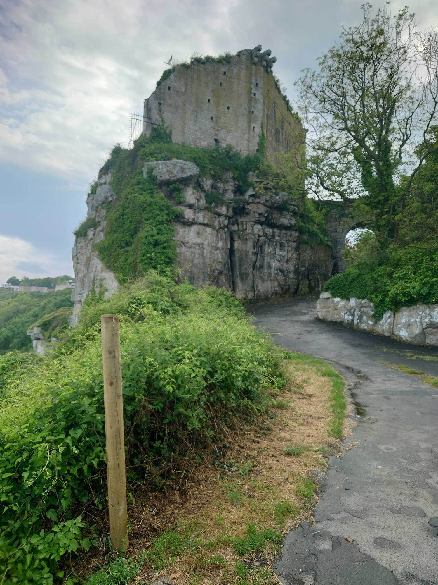 Part of the ruined castle looking back towards the road