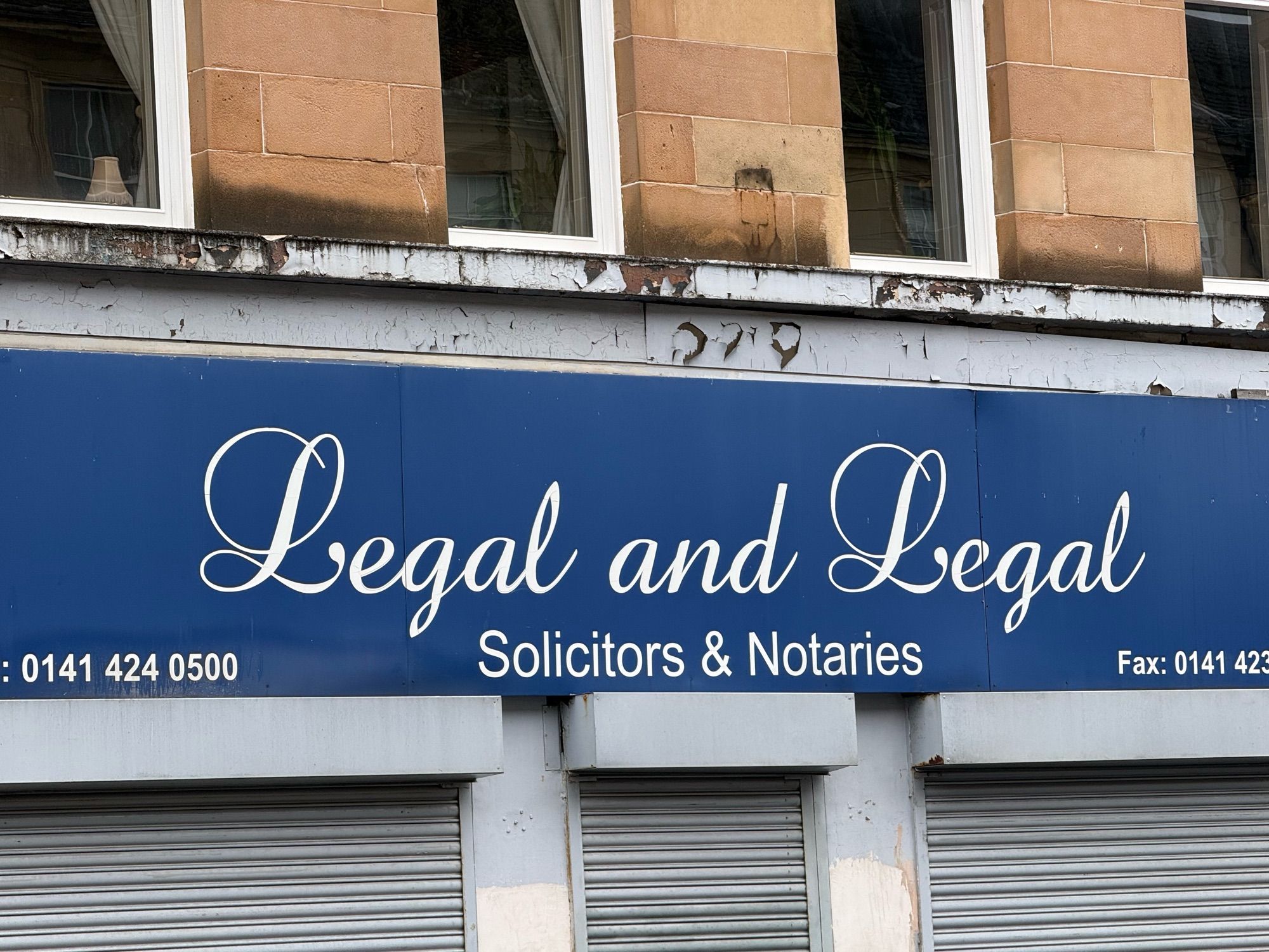 A shop front called “legal and legal solicitors”