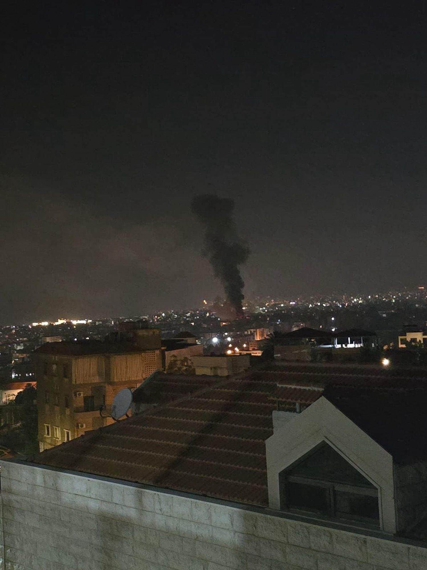 Smoke rising in Beirut from Israeli terror bombing