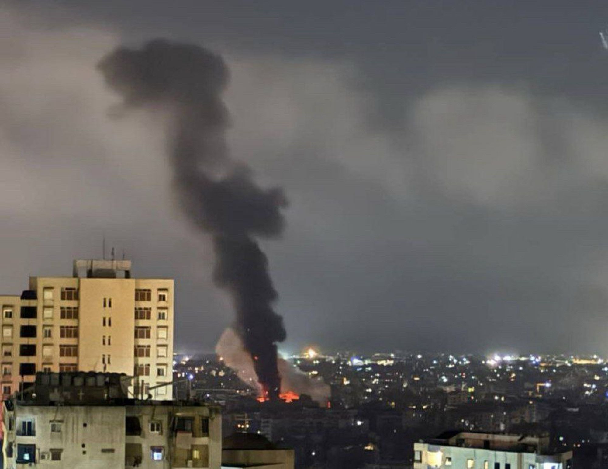 Smoke rising in Beirut from Israeli terror bombing