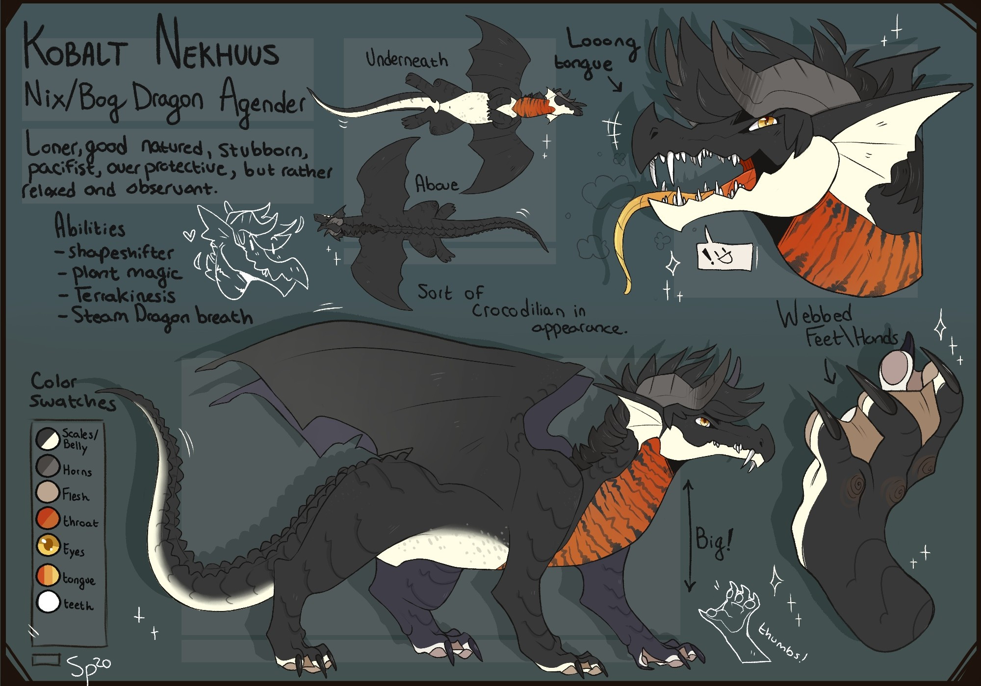 Feral Bog Dragon ref sheet