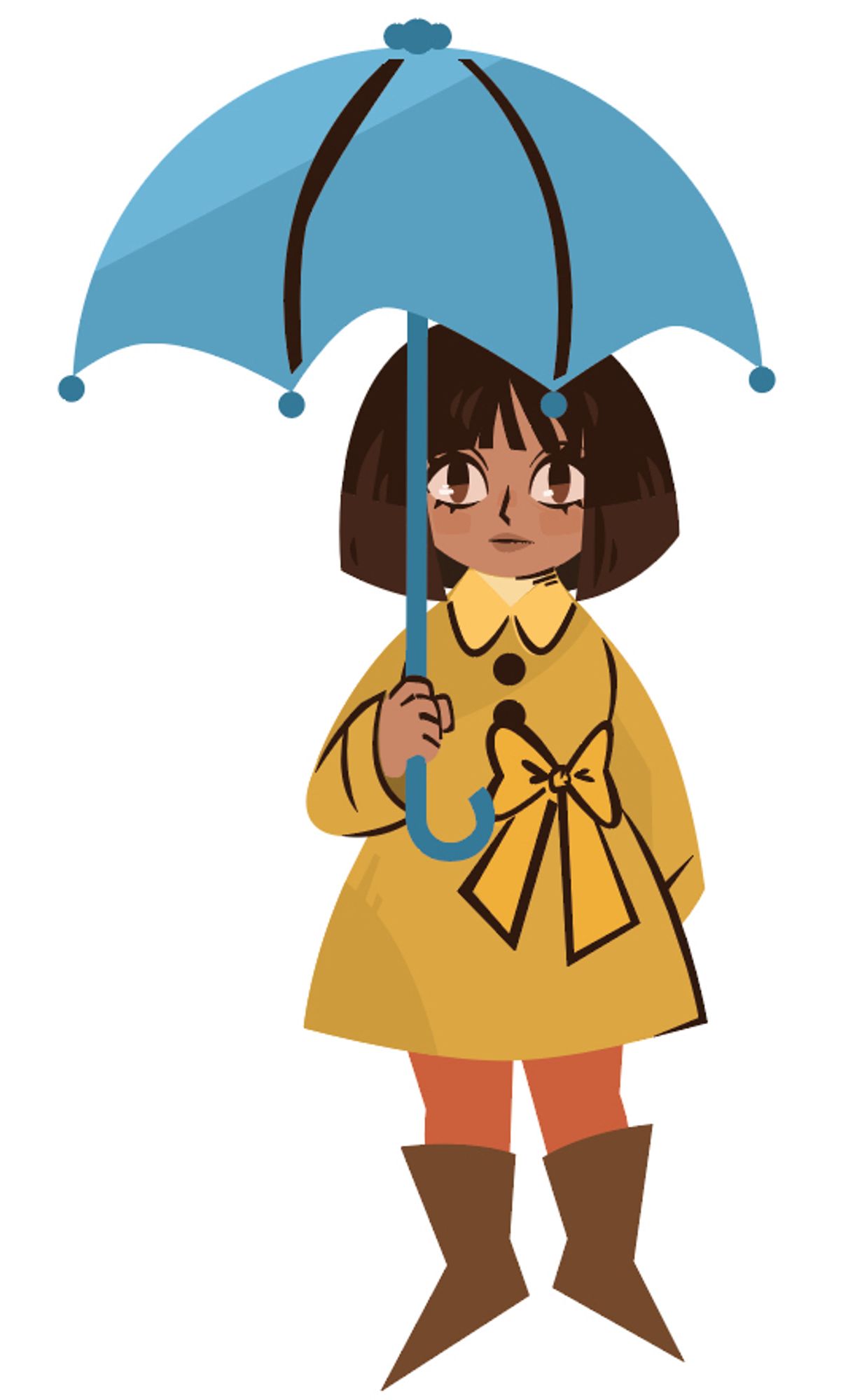 Petit personnage qui tient un parapluie, dessin non terminé