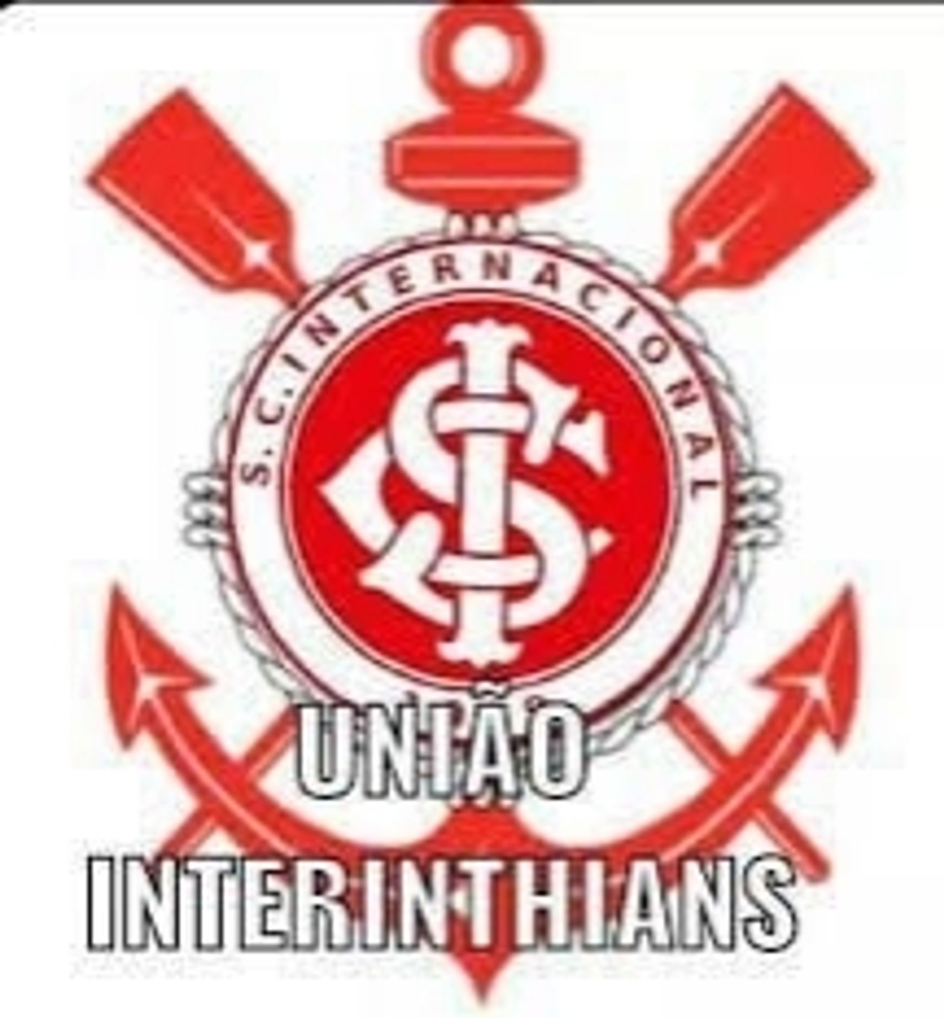 a junção dos símbolos do time do Corinthians e do time do Internacional com a legenda União Interinthians