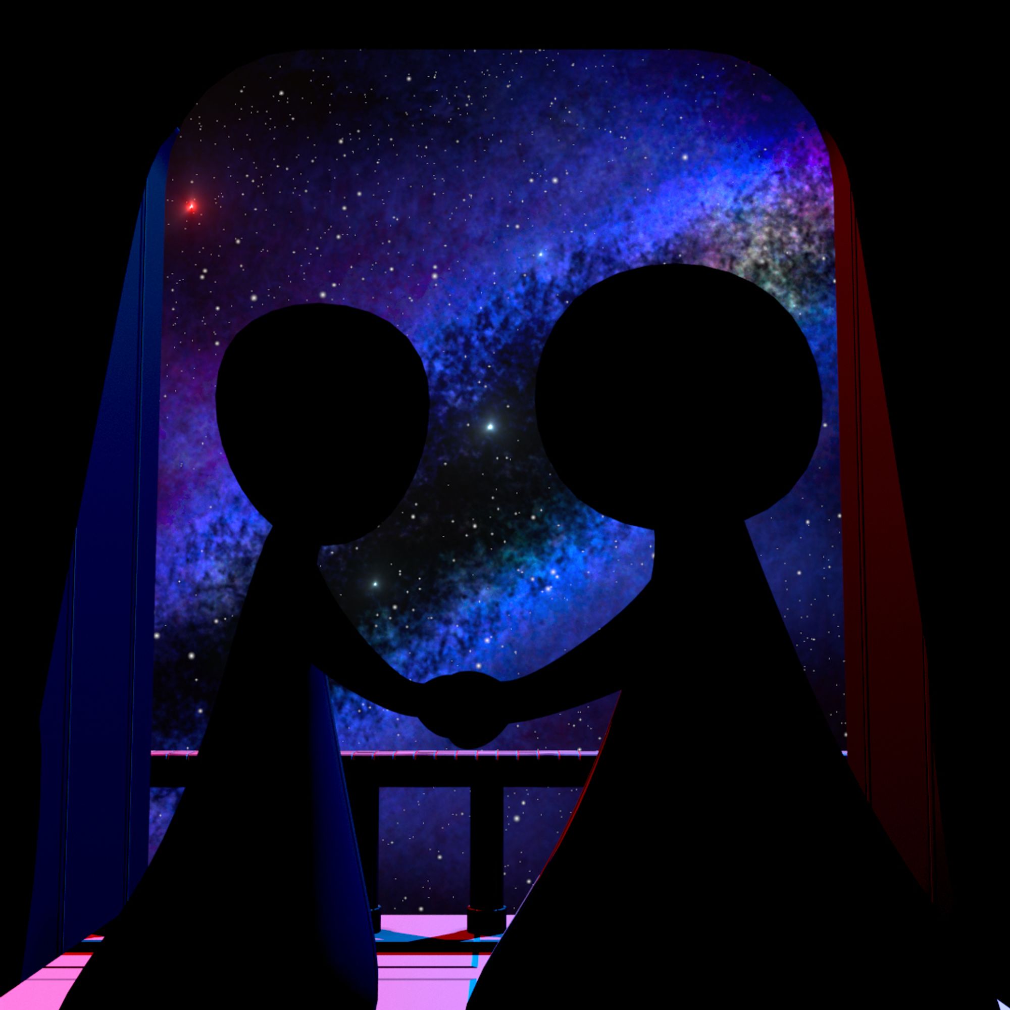 Two shaded figures hold hands beneath the starlight on an empty balcony. I don't know who they are, but I'm happy for them, I hope.