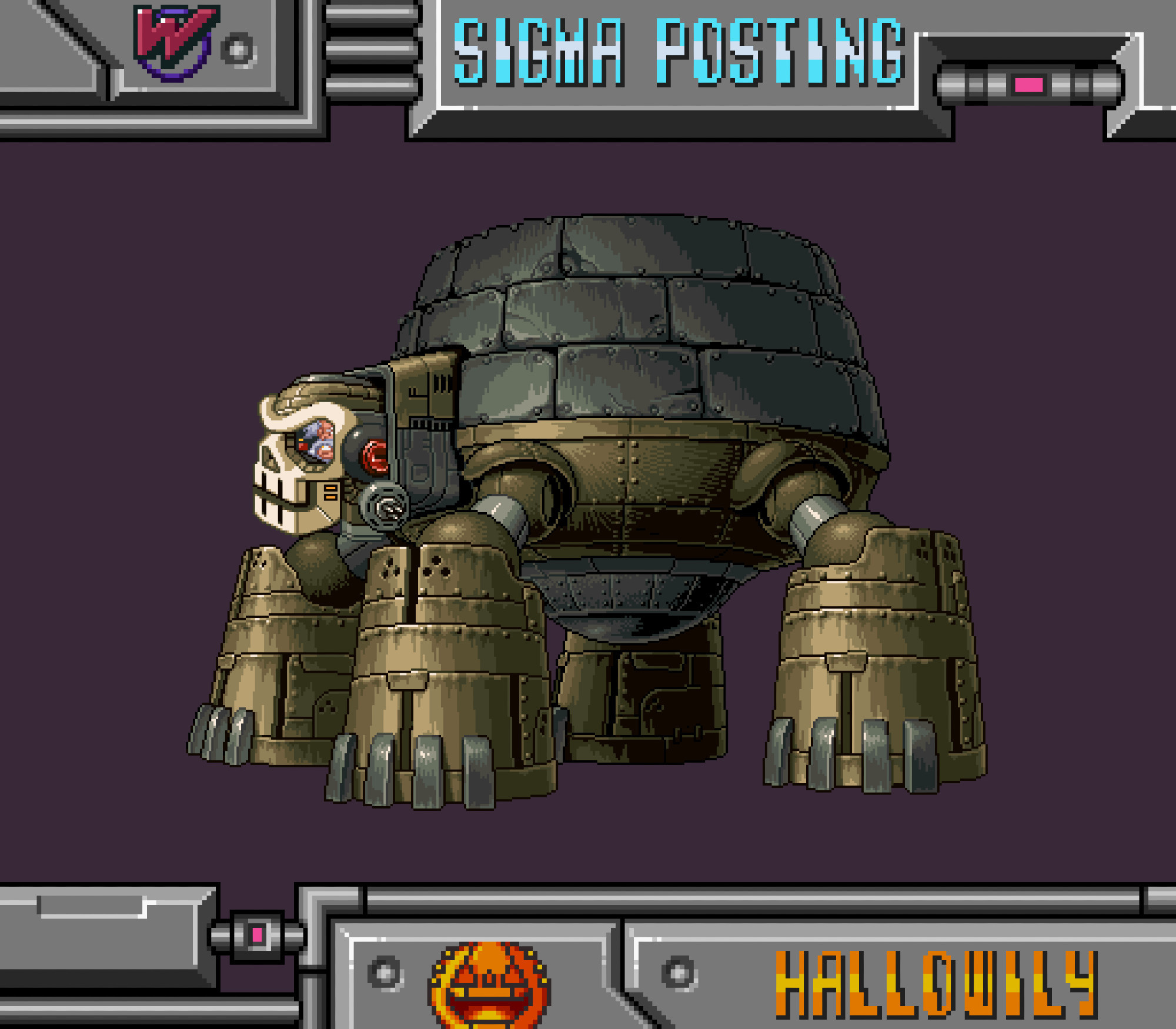 Wily Machine 8's skull over the Stone Turtle's head. The angle is a little off because the Wily Machine tilts in the opposite direction of the turtle, but the edit still works in my opinion.

Many Metal Slug bosses could probably be used as Wily Machines, I'll probably do some more before the end of the month.