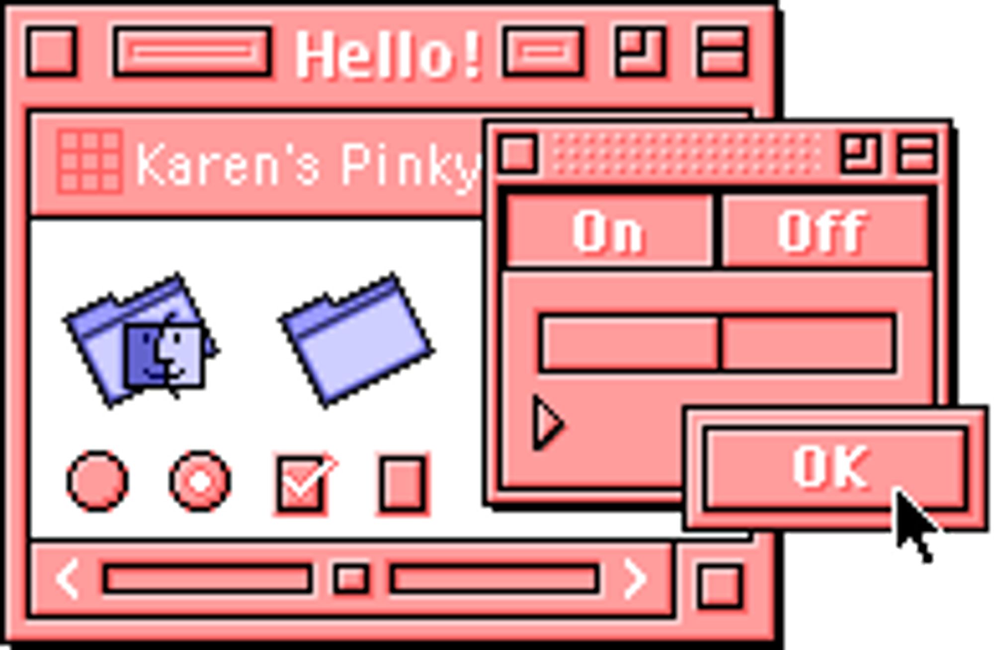 A preview of the Mac theme "Karen's Pinky" by "Maury McCown"