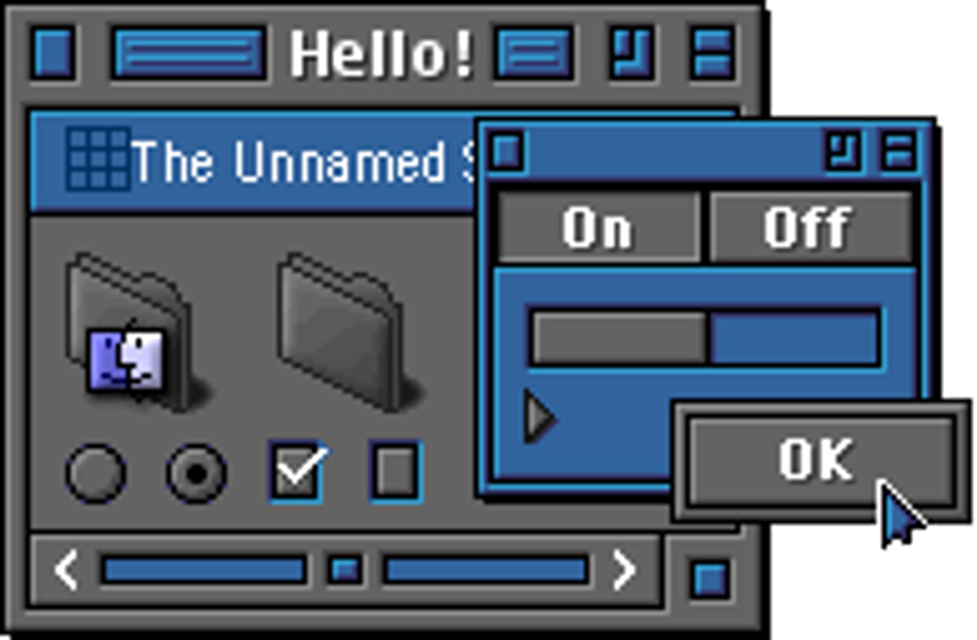 A preview of the Mac theme "The Unnamed Scheme" by "Maury McCown"