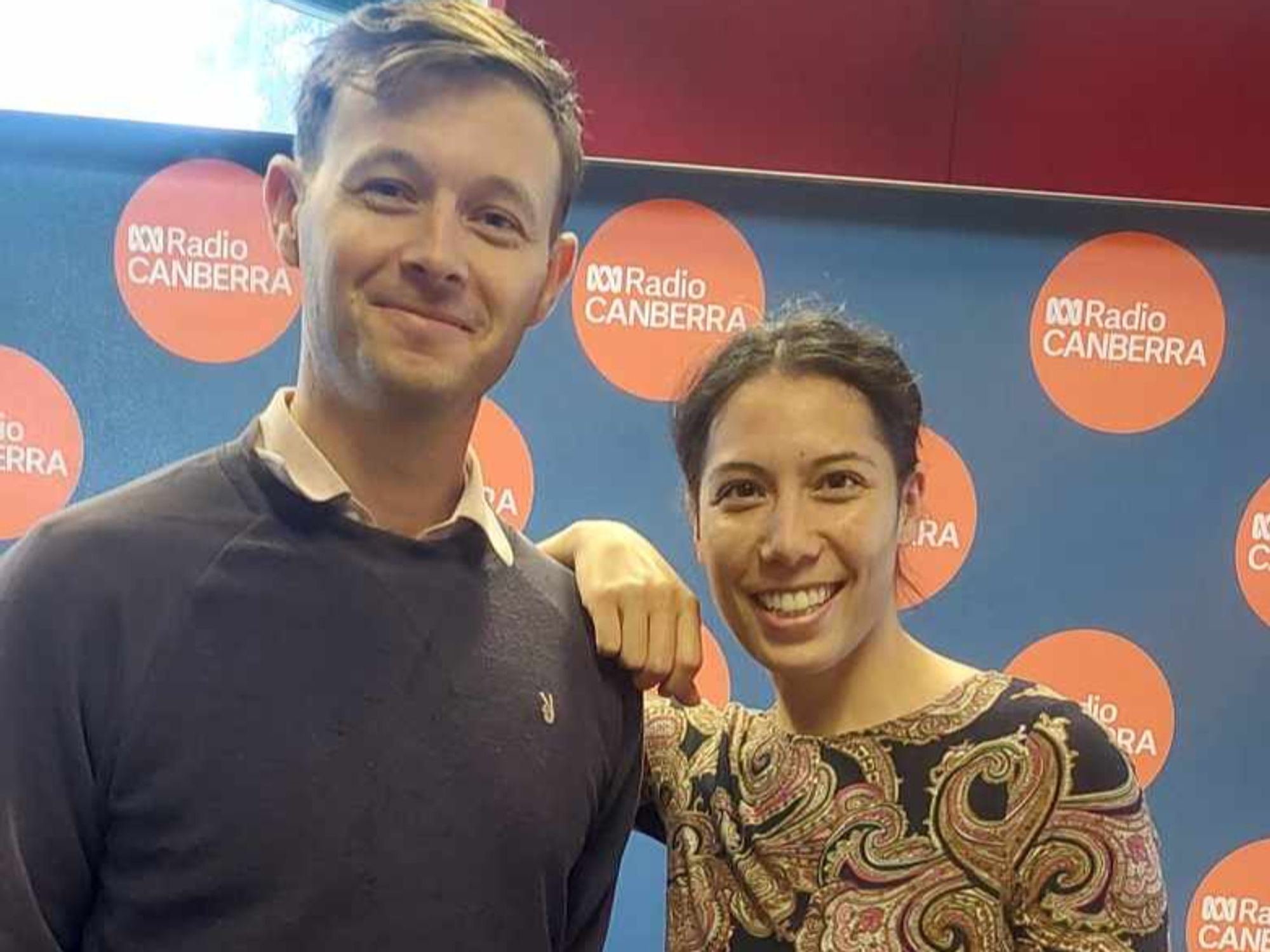 A Picture of Sam Passmore with Radio Canberra Host Alice Matthews.