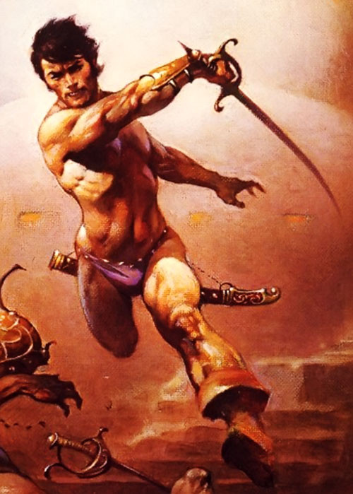 Frank Frazetta artwork, made for an edition of Swords of Mars, i think? dam'n that muscletwink is packin