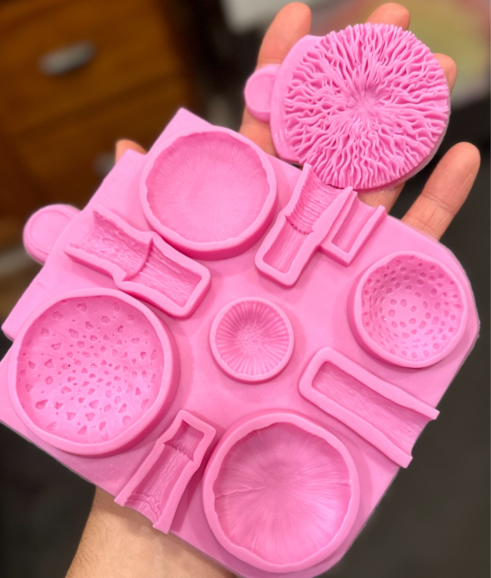 A pink silicon mushroom mold