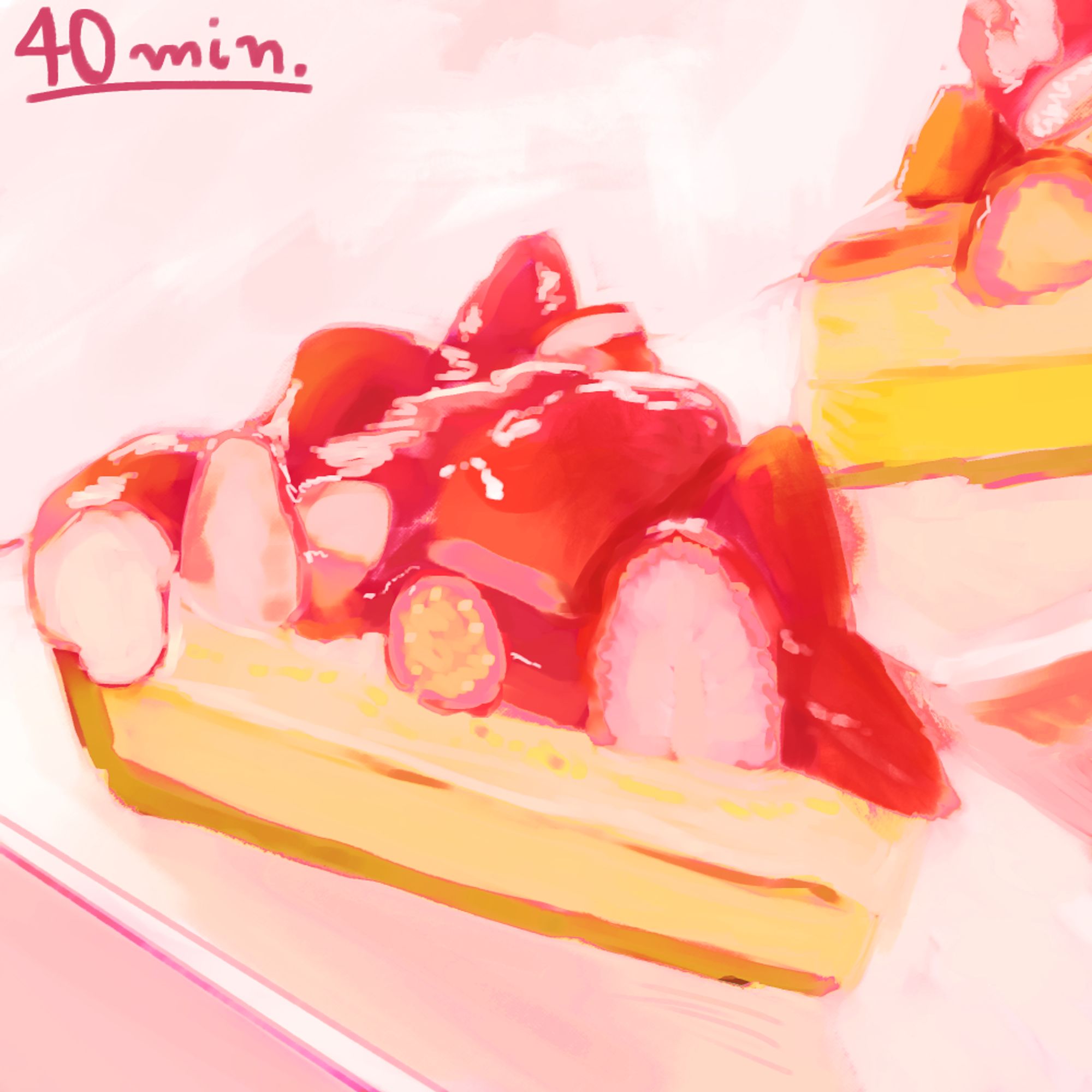 A delicious strawberry pie digital painting made in 40 minutes.