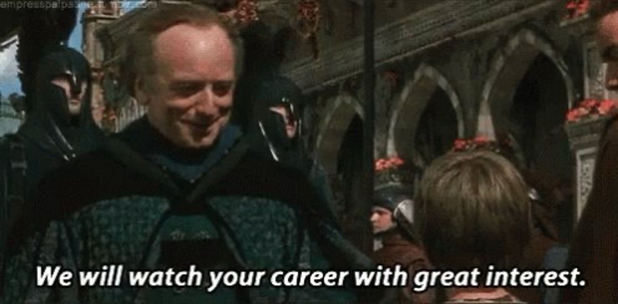 Star Wars meme: Palpatine says to a young Anakin Skywalker “we will watch your career with great interest”