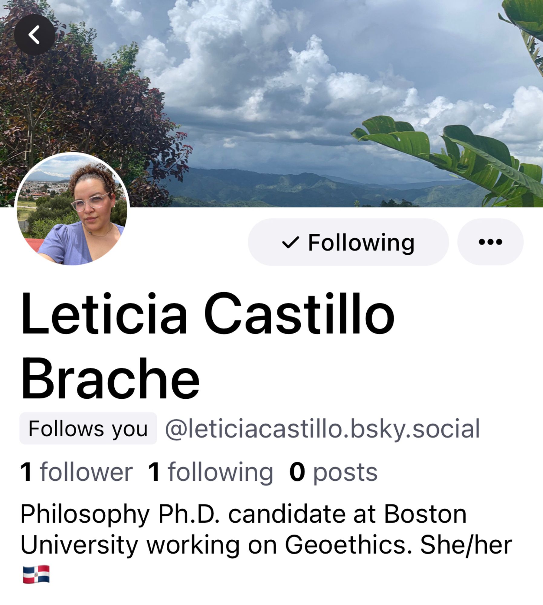 Screenshot of Leticia Castillo Brache's Bluesky profile