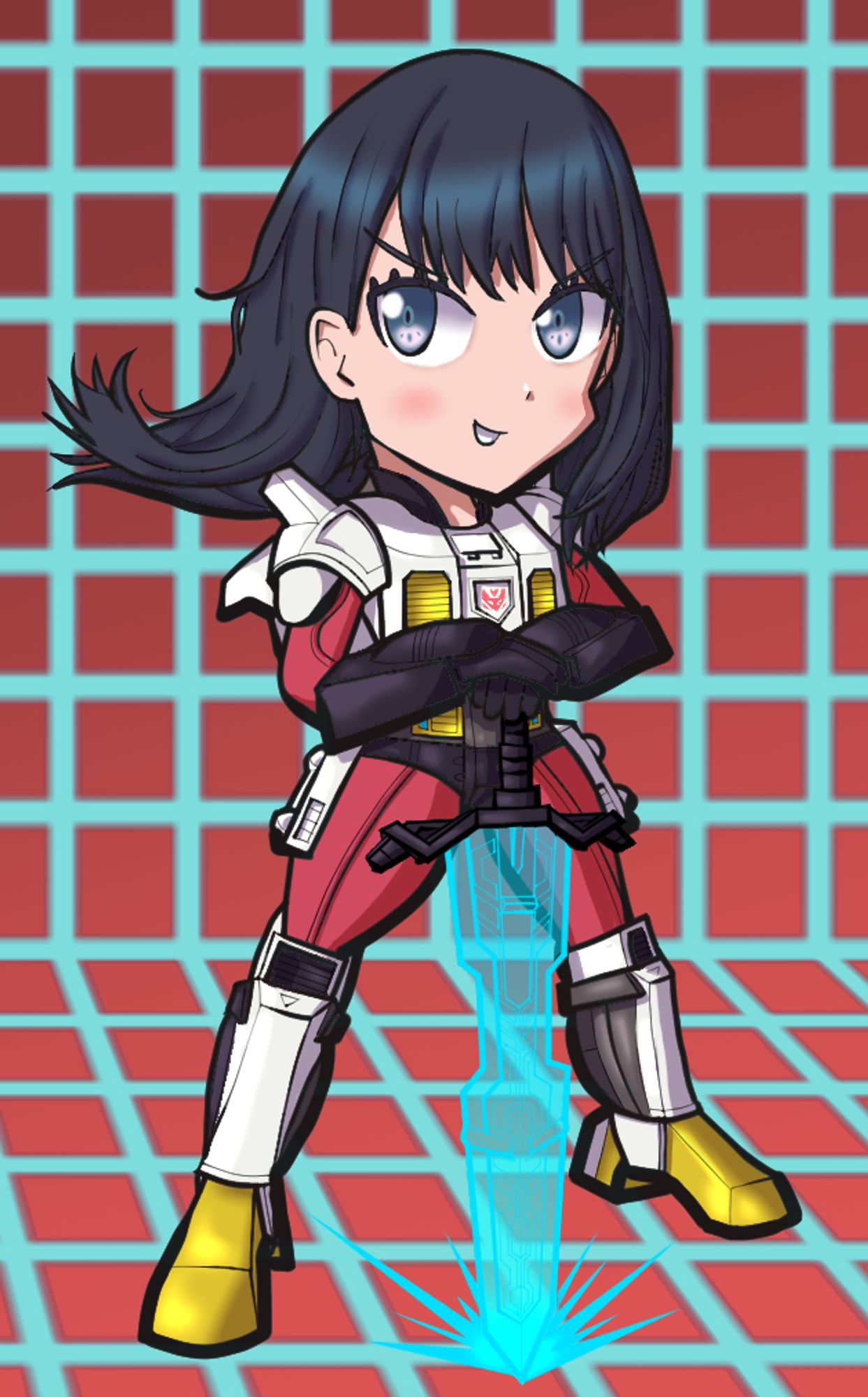 Shattered Glass Pretender Megatron! In chibi form!

Inspired by Shattered Glass Megatron meets Rikka Takarada from SSSS Gridman meets the 2016 Pretender Megatron figure.