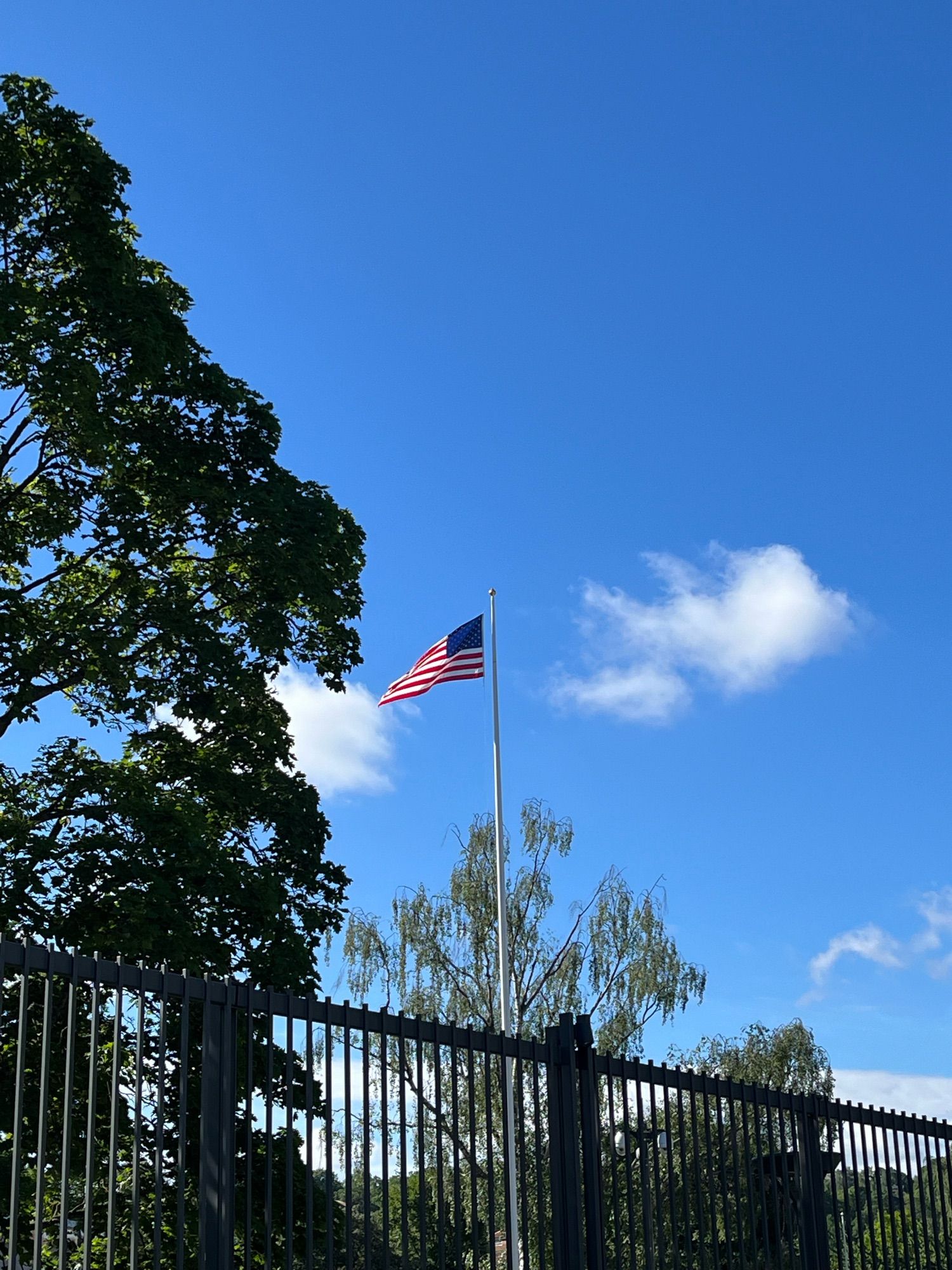 Photograph of the American flag at the U.S. Consulate in Stockholm, Sweden