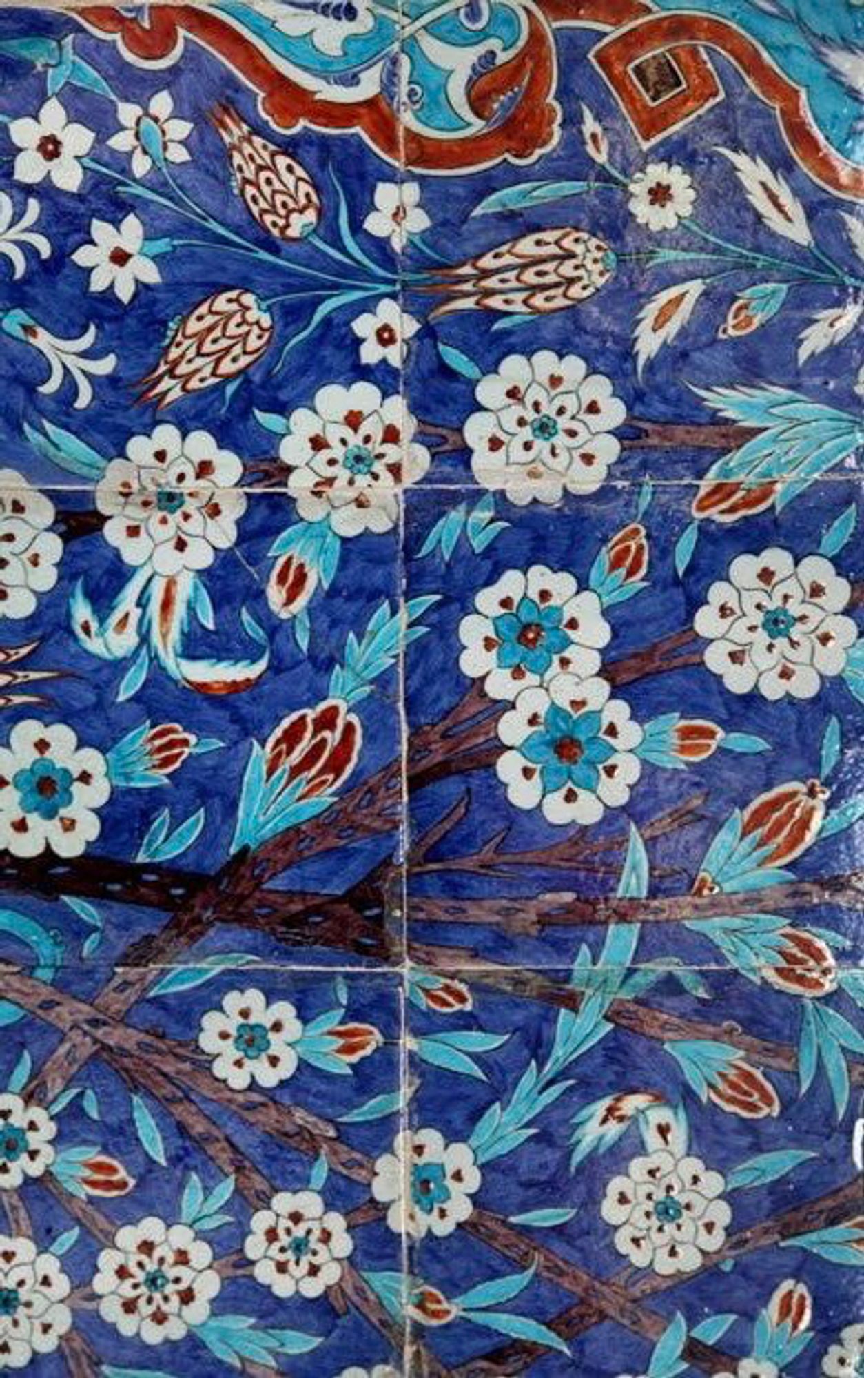 blue ceramic tiles with tiny flowers