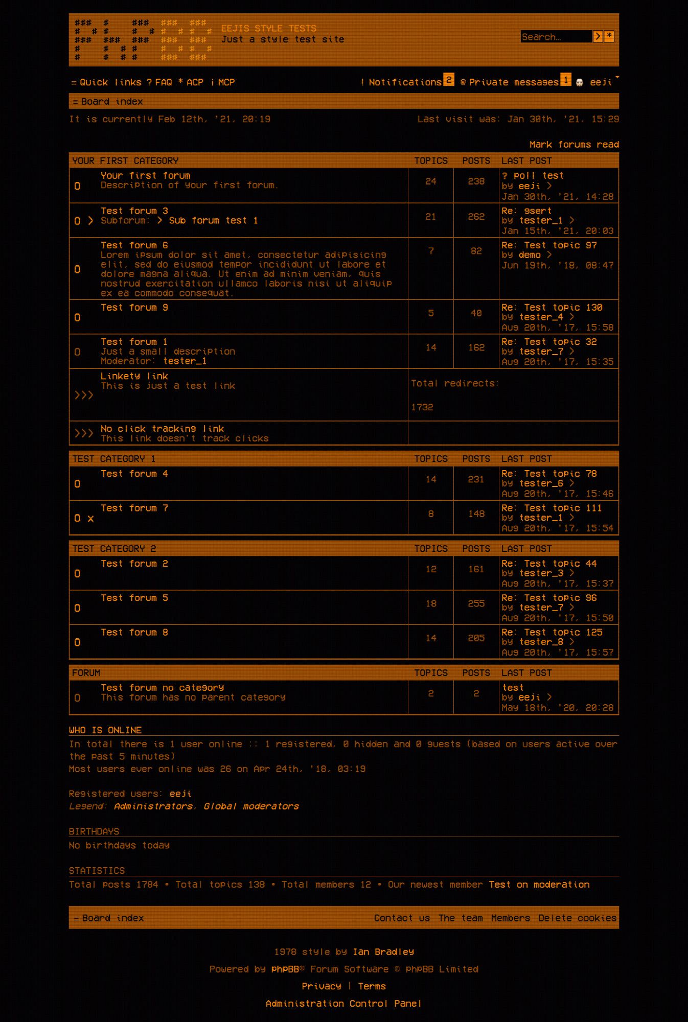 Amber CRT display style forum template