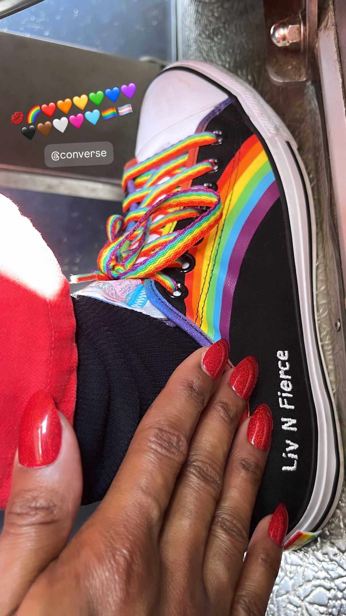 Custom made #LiveInFIERCE prideful Converse shoes