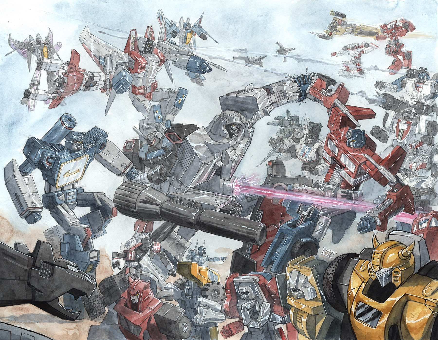 Transformers 1984 watercolor painting