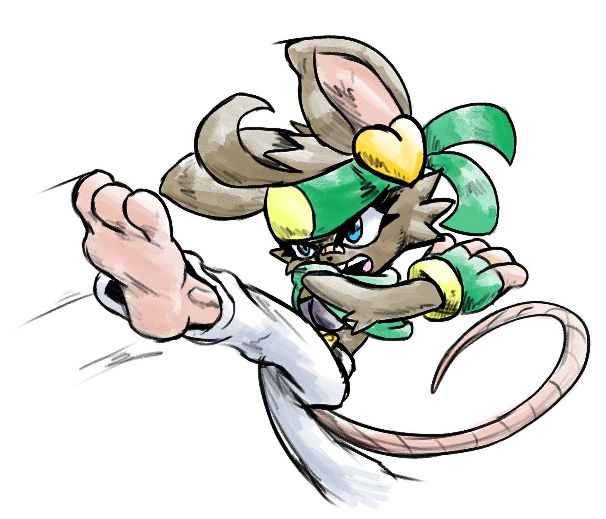 Rita the Mouse performing a kick