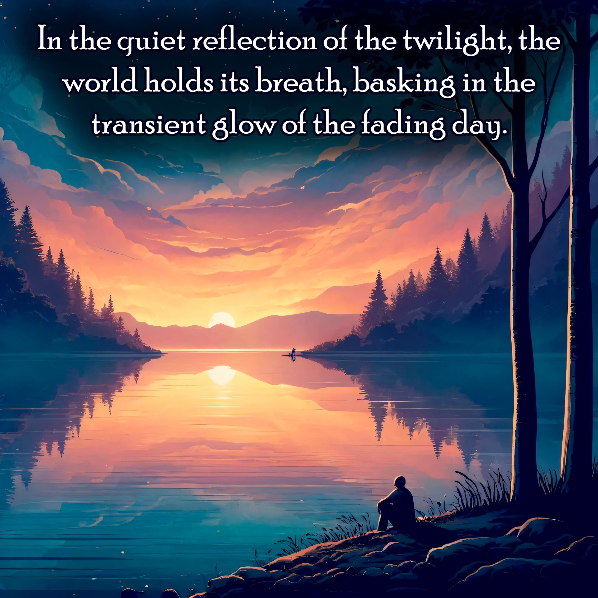 In the quiet reflection of the twilight, the world holds its breath, basking in the transient glow of the fading day. 🌄 #TwilightReflections #FadingDay #QuietMoments